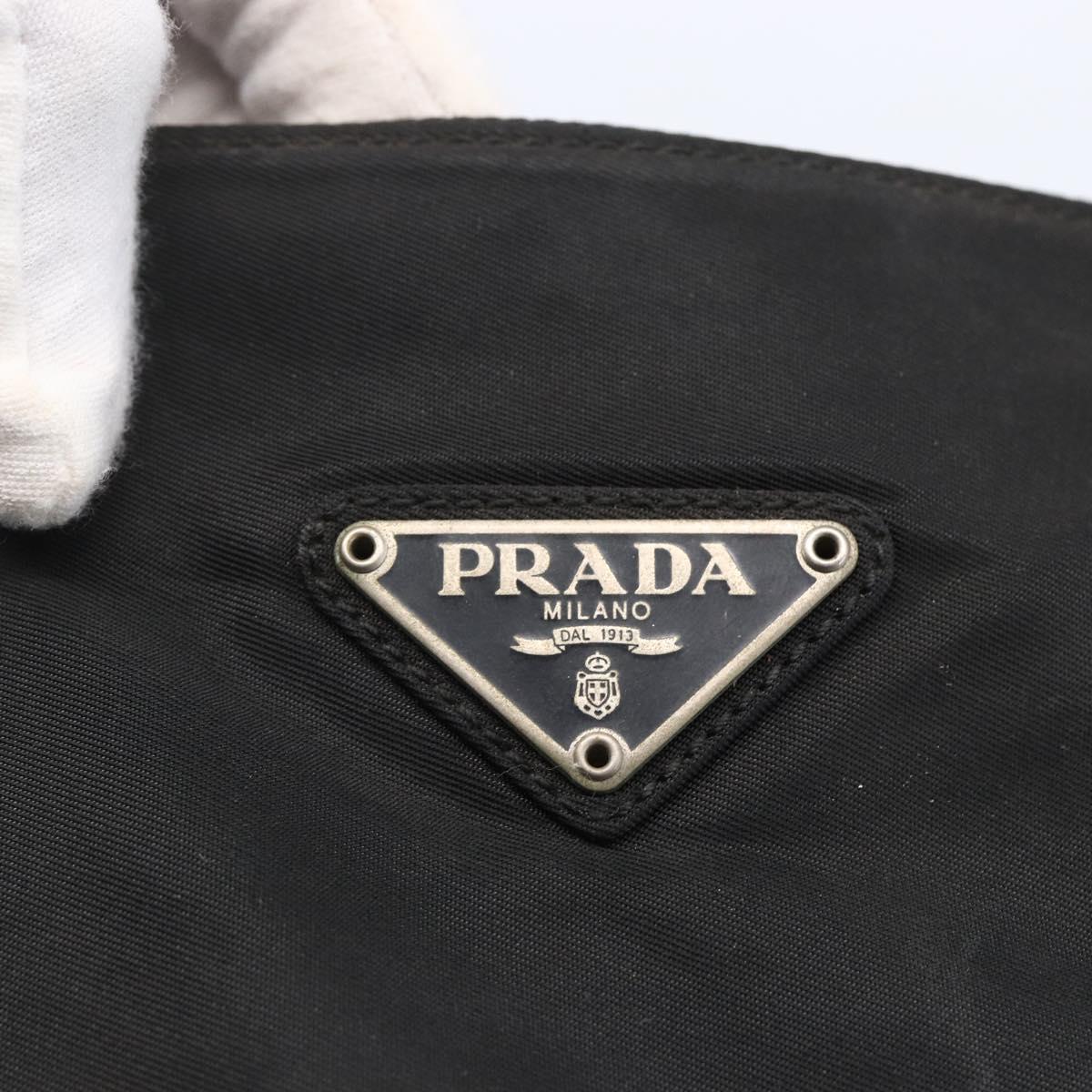 PRADA Hand Bag Nylon Black Silver Auth 154514