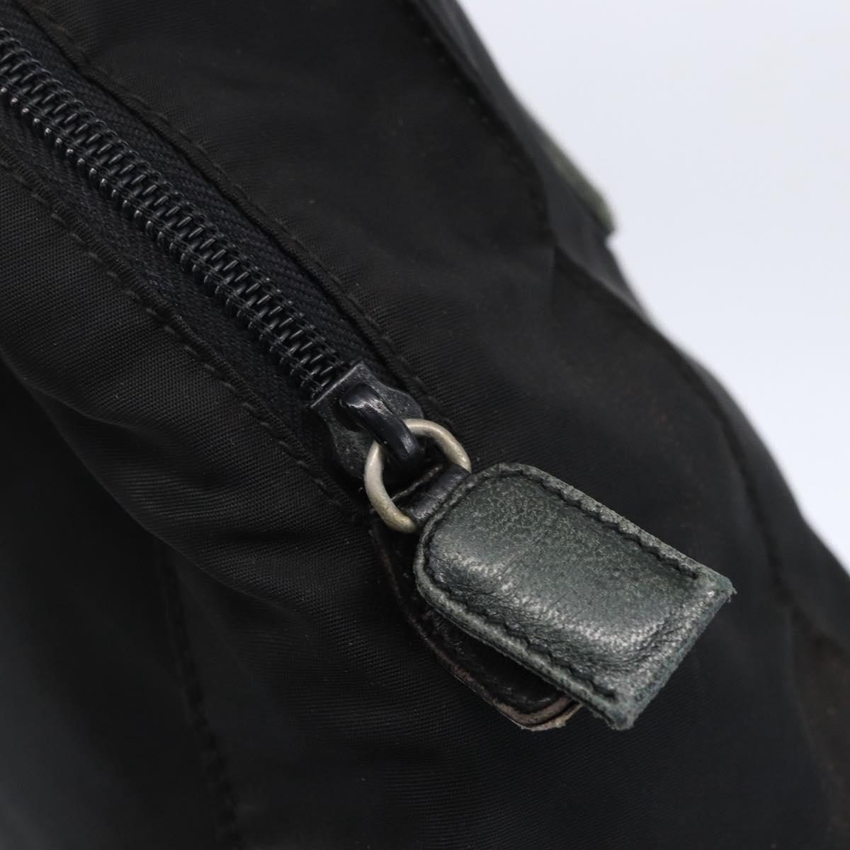 PRADA Hand Bag Nylon Black Silver Auth 154514