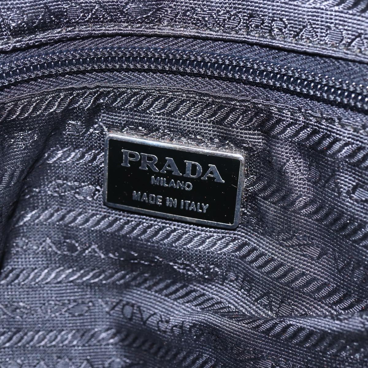 PRADA Hand Bag Nylon Black Silver Auth 154514