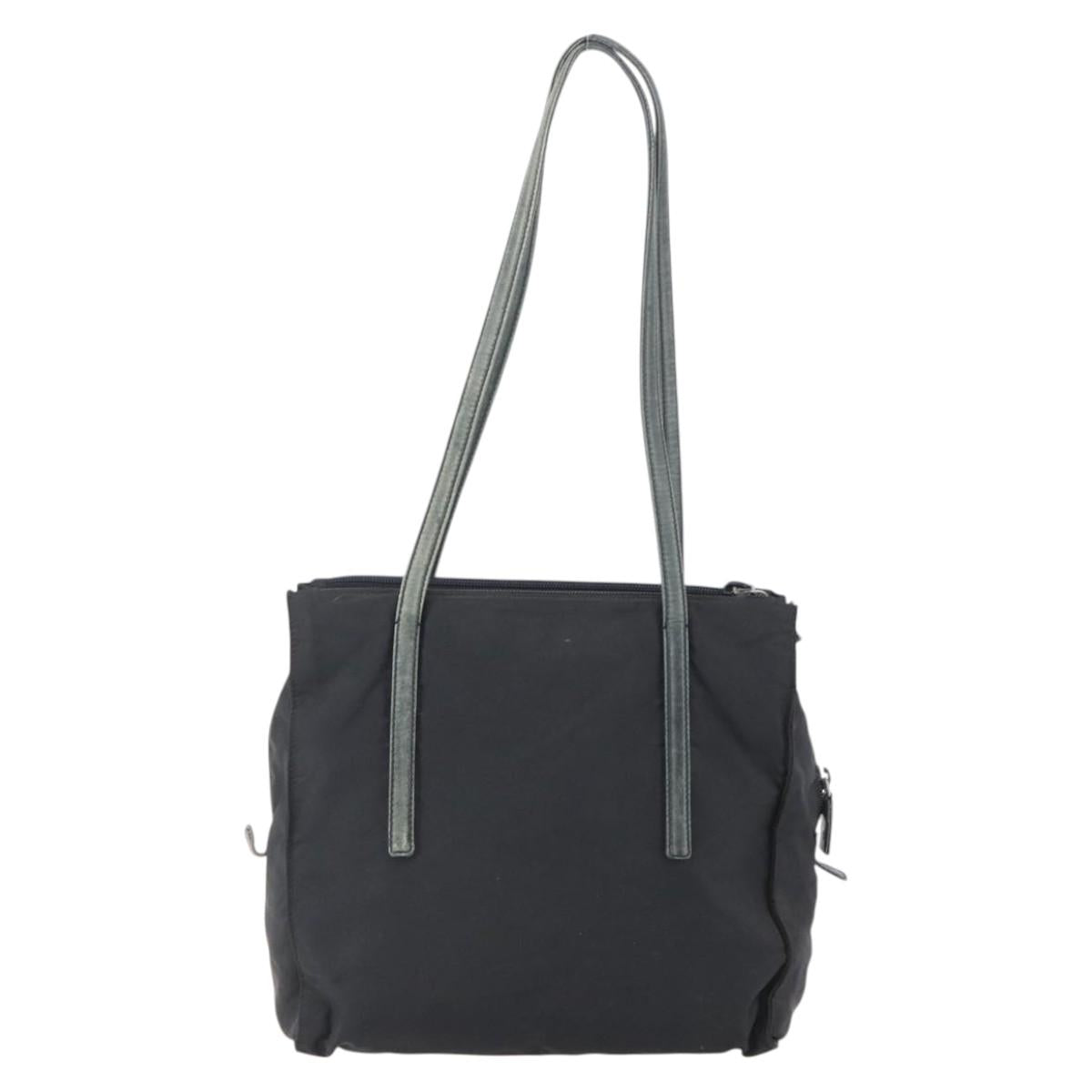 PRADA Hand Bag Nylon Black Silver Auth 154514