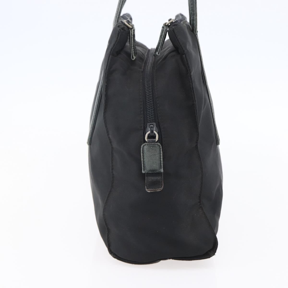 PRADA Hand Bag Nylon Black Silver Auth 154514