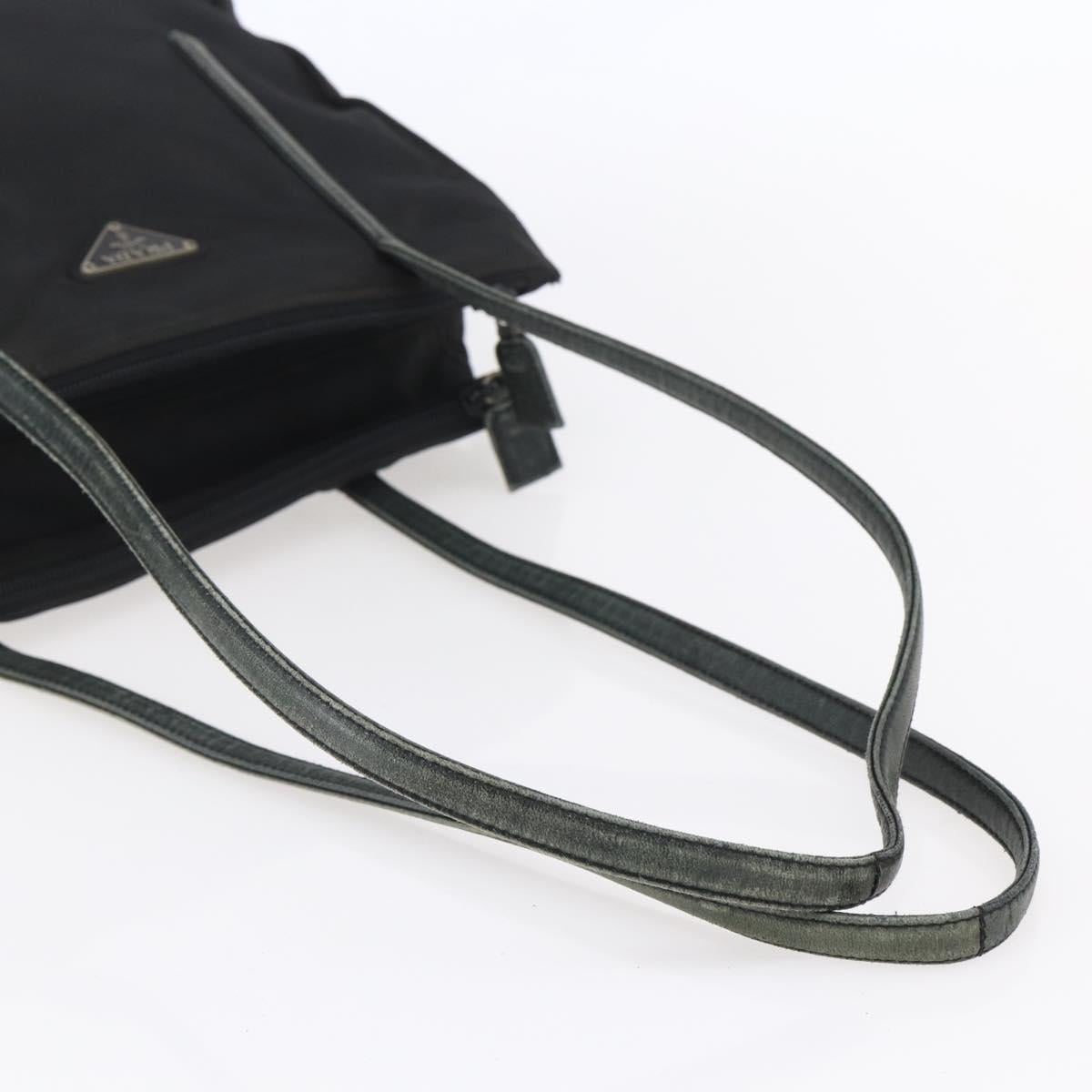 PRADA Hand Bag Nylon Black Silver Auth 154514