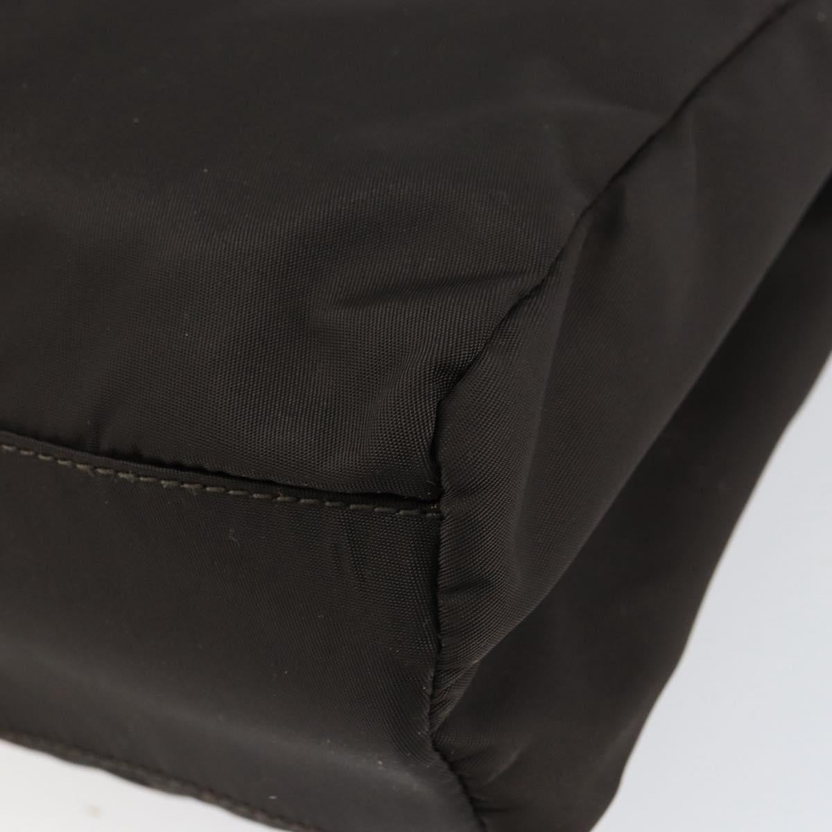 PRADA Hand Bag Nylon Brown Silver Auth 154516