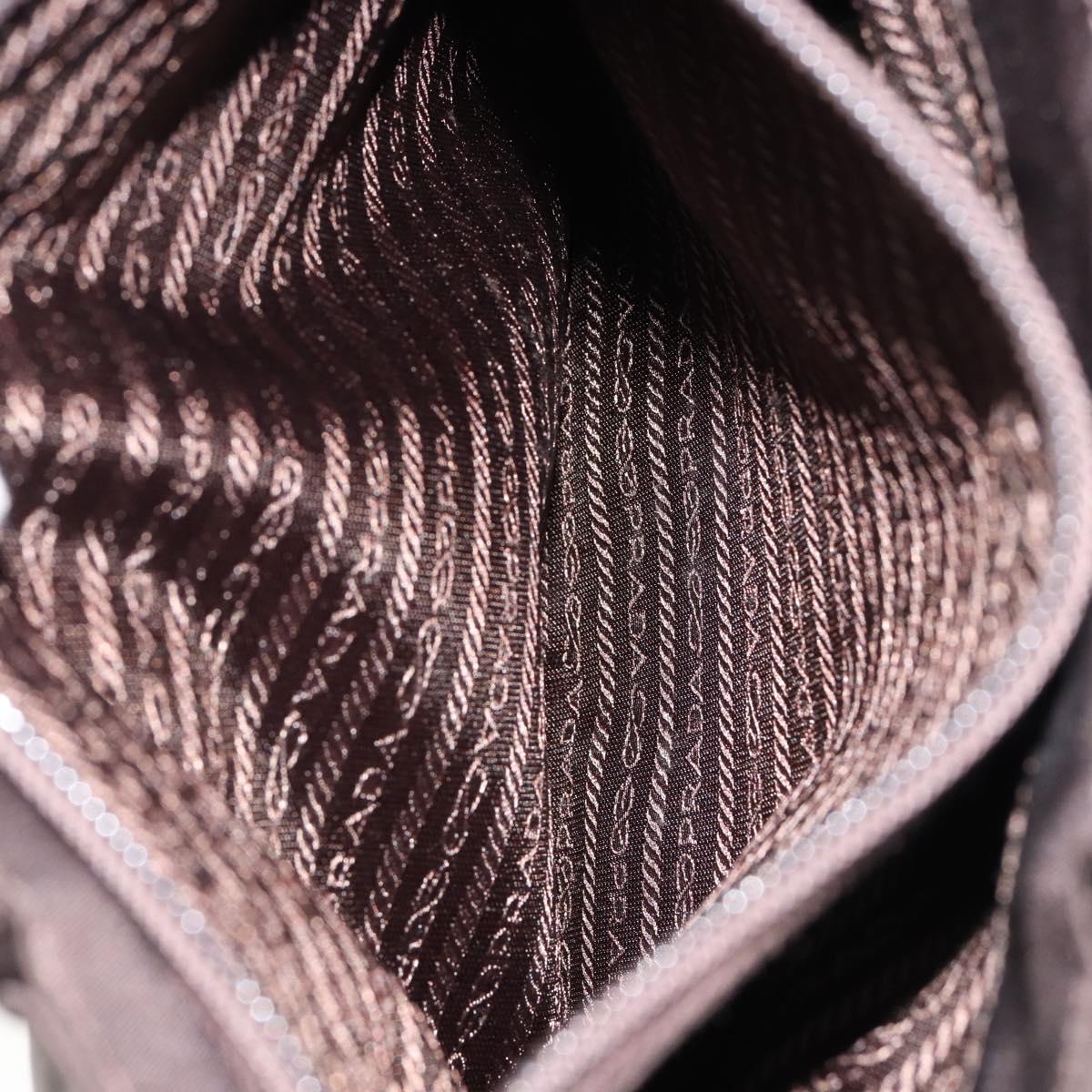 PRADA Hand Bag Nylon Brown Silver Auth 154516