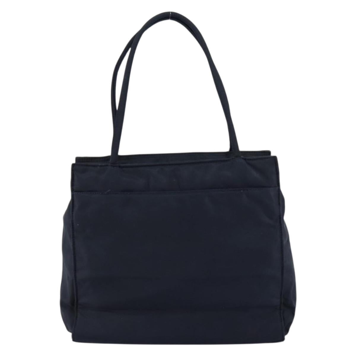 PRADA Hand Bag Nylon Navy Gold Auth 154517