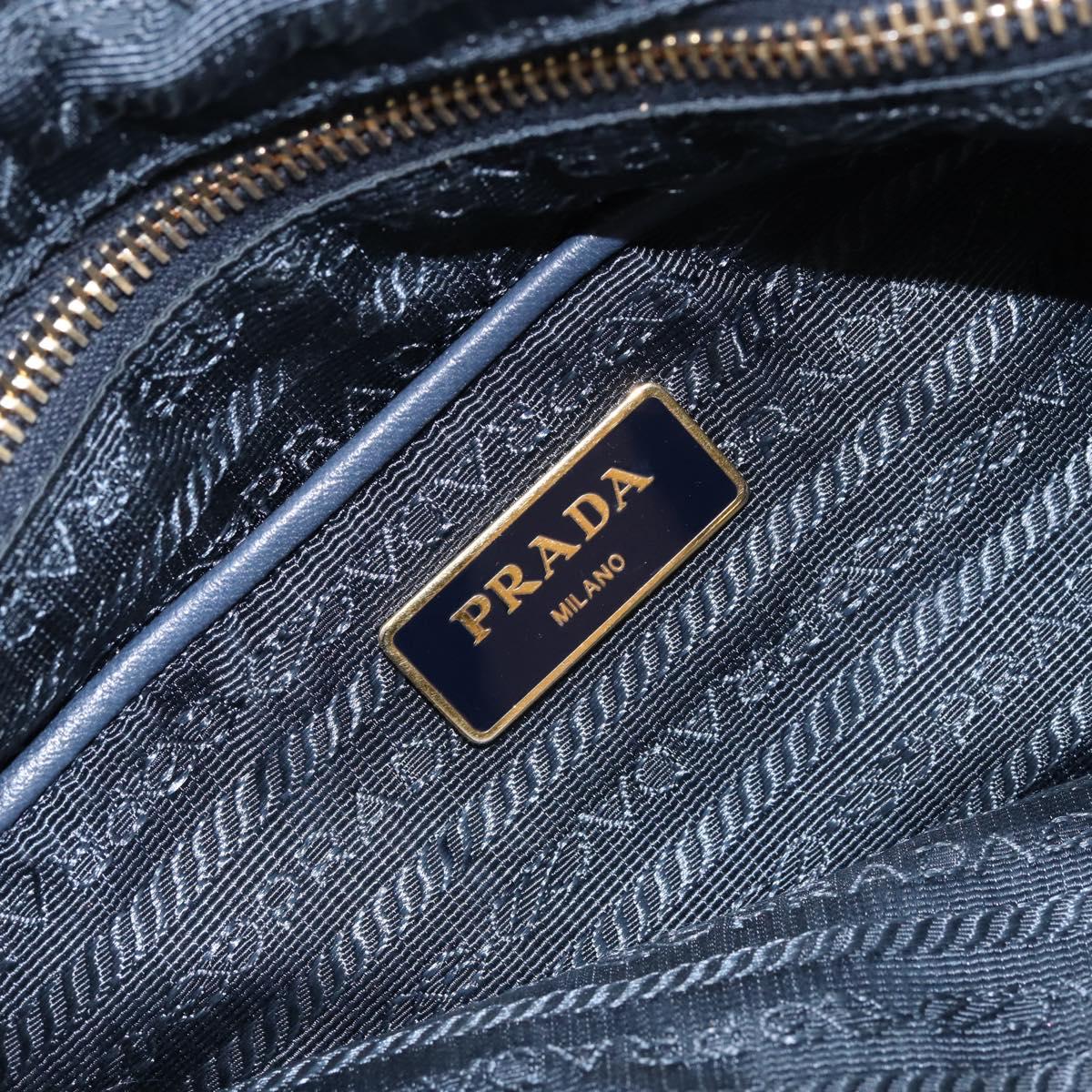 PRADA Hand Bag Nylon Navy Gold Auth 154518