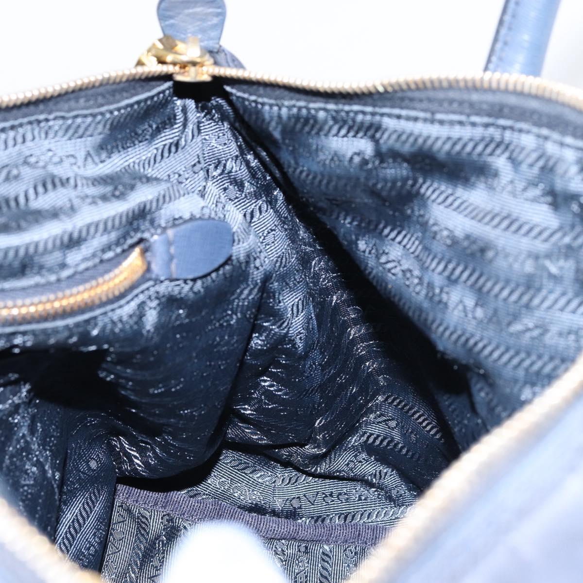 PRADA Hand Bag Nylon Navy Gold Auth 154518