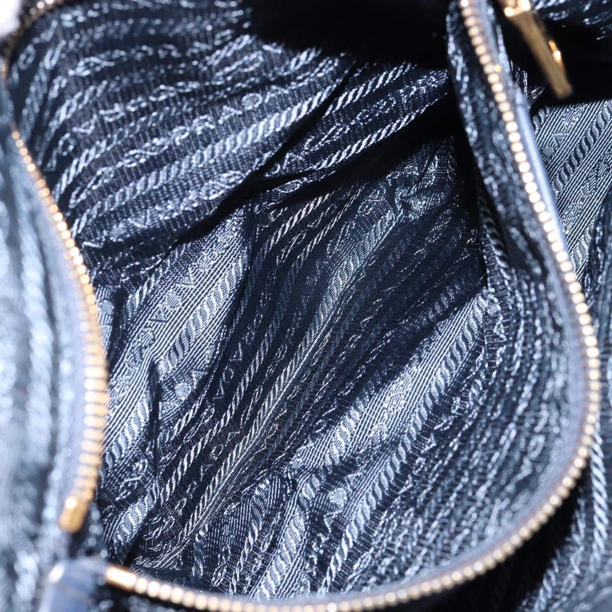 PRADA Hand Bag Nylon Navy Gold Auth 154518