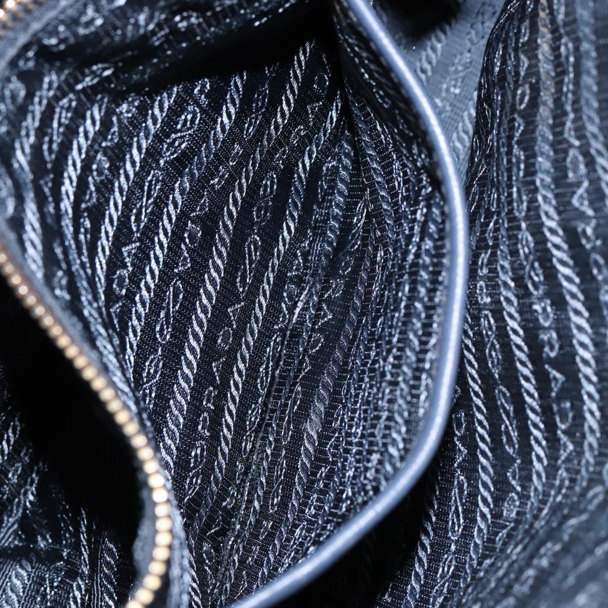 PRADA Hand Bag Nylon Navy Gold Auth 154518