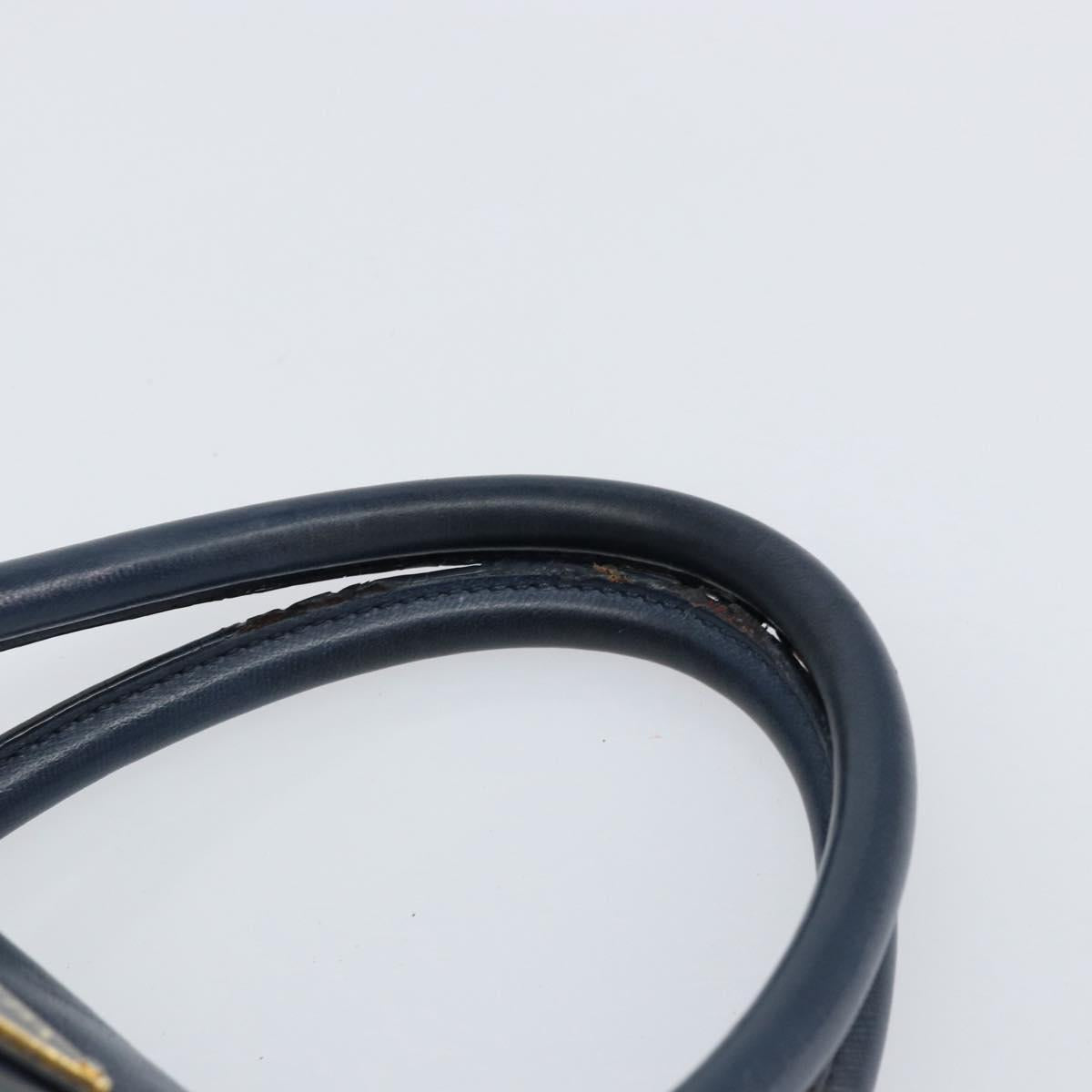 PRADA Hand Bag Nylon Navy Gold Auth 154518