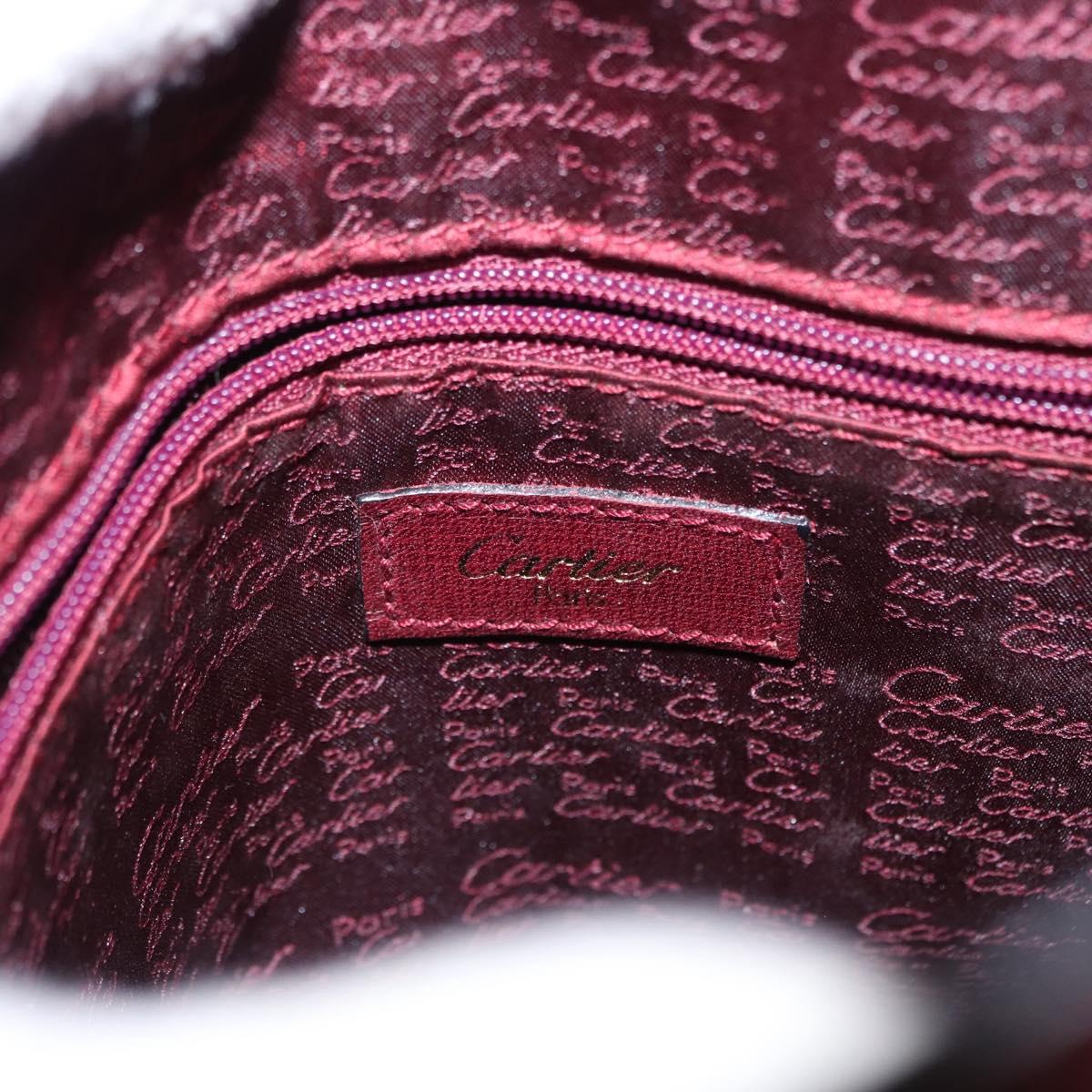 CARTIER Must Line Hand Bag Leather Bordeaux Gold Auth 154519