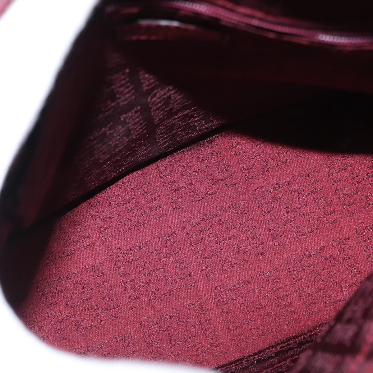 CARTIER Must Line Hand Bag Leather Bordeaux Gold Auth 154519