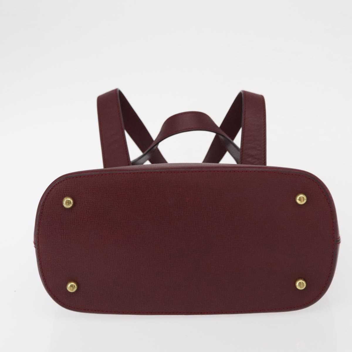 CARTIER Must Line Hand Bag Leather Bordeaux Gold Auth 154519