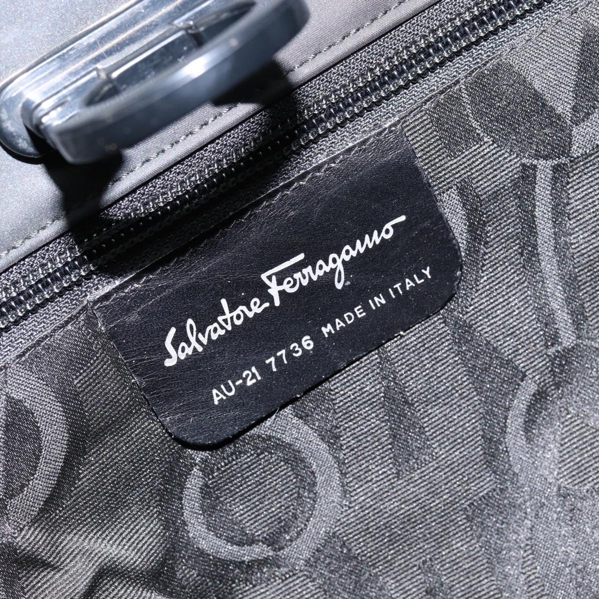 Salvatore Ferragamo Tote Bag Nylon Black Silver Auth 154520