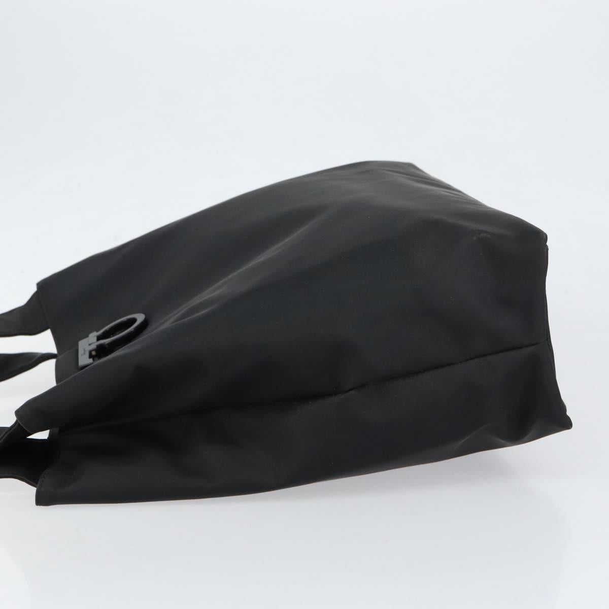 Salvatore Ferragamo Tote Bag Nylon Black Silver Auth 154520