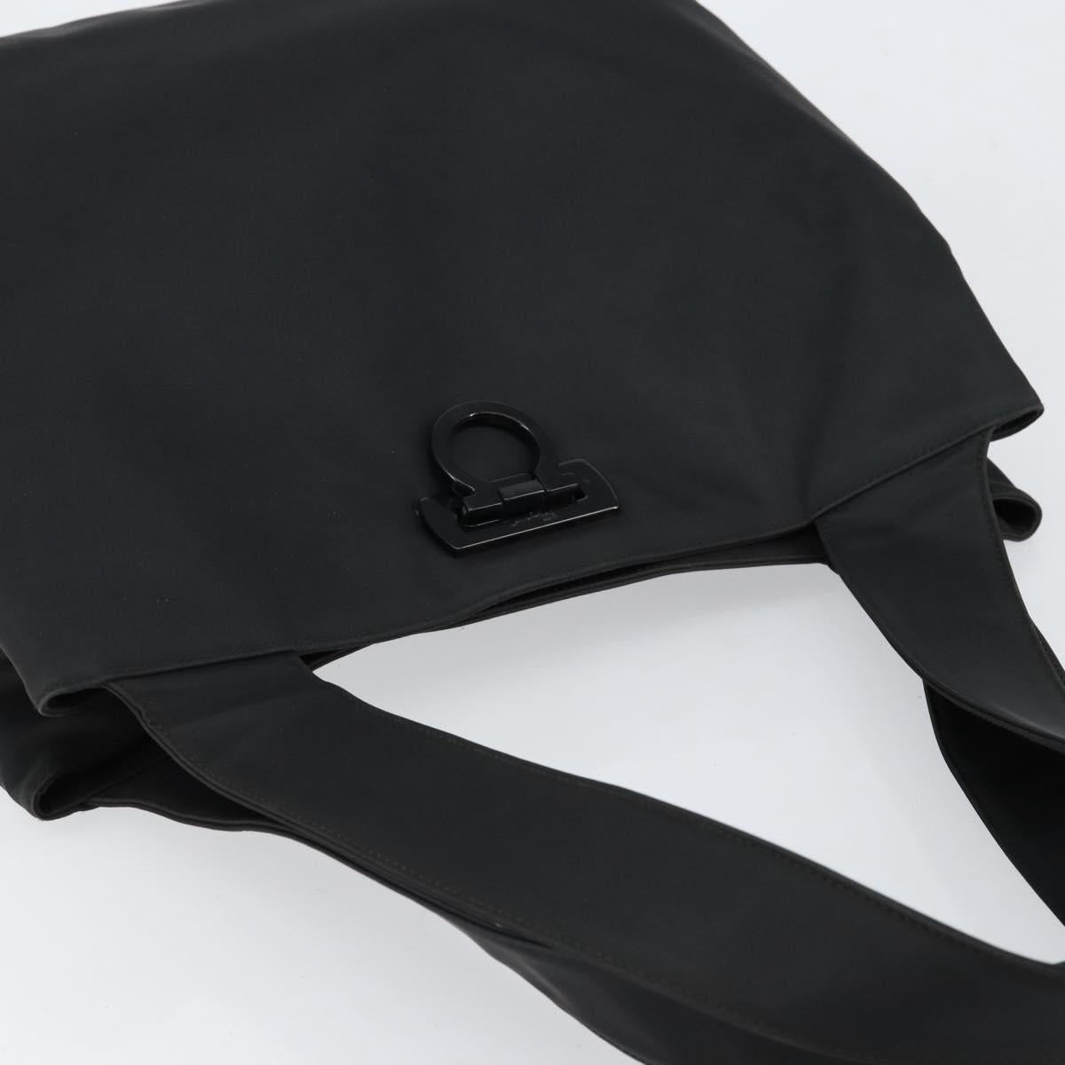 Salvatore Ferragamo Tote Bag Nylon Black Silver Auth 154520