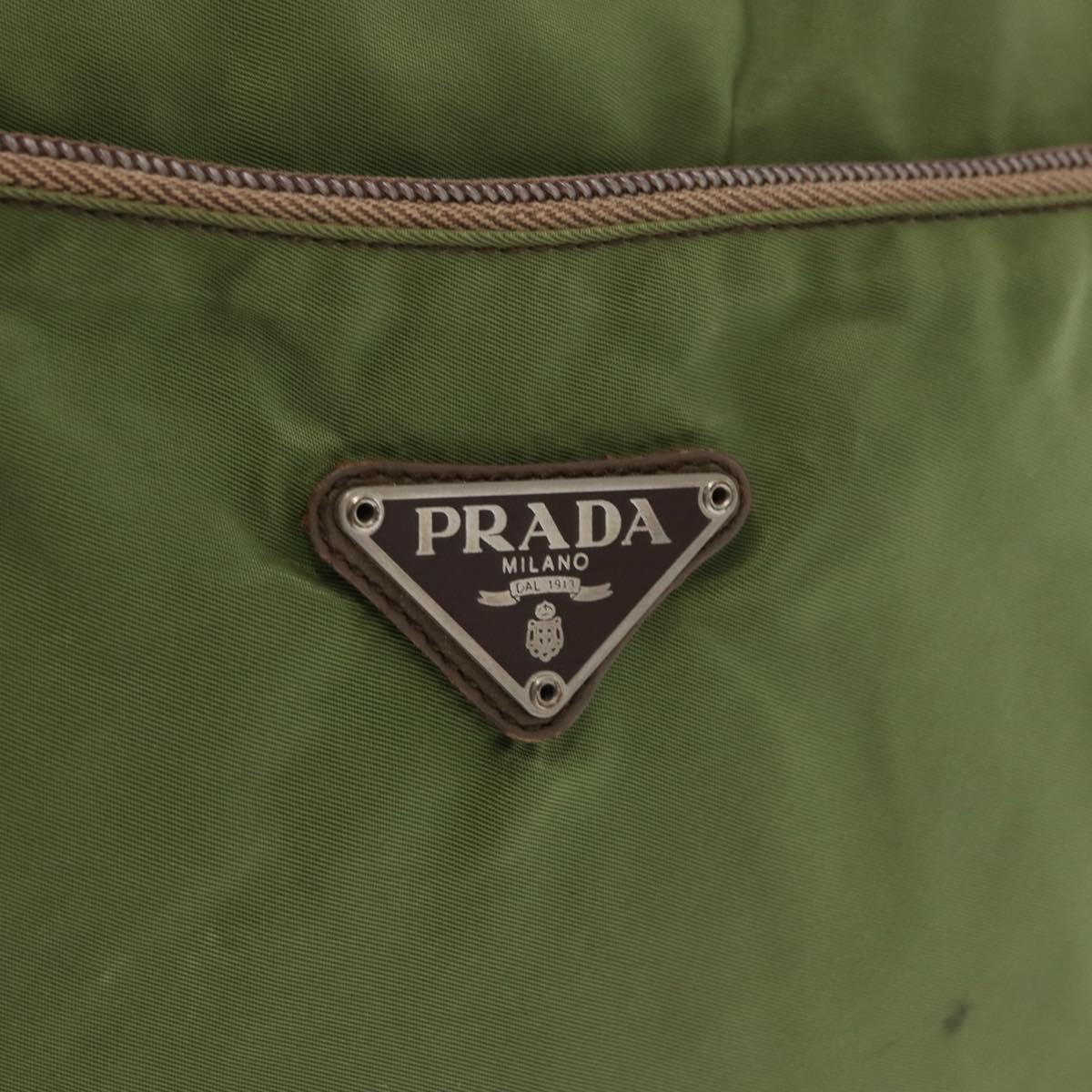 PRADA Shoulder Bag Nylon Green Silver Auth 154521