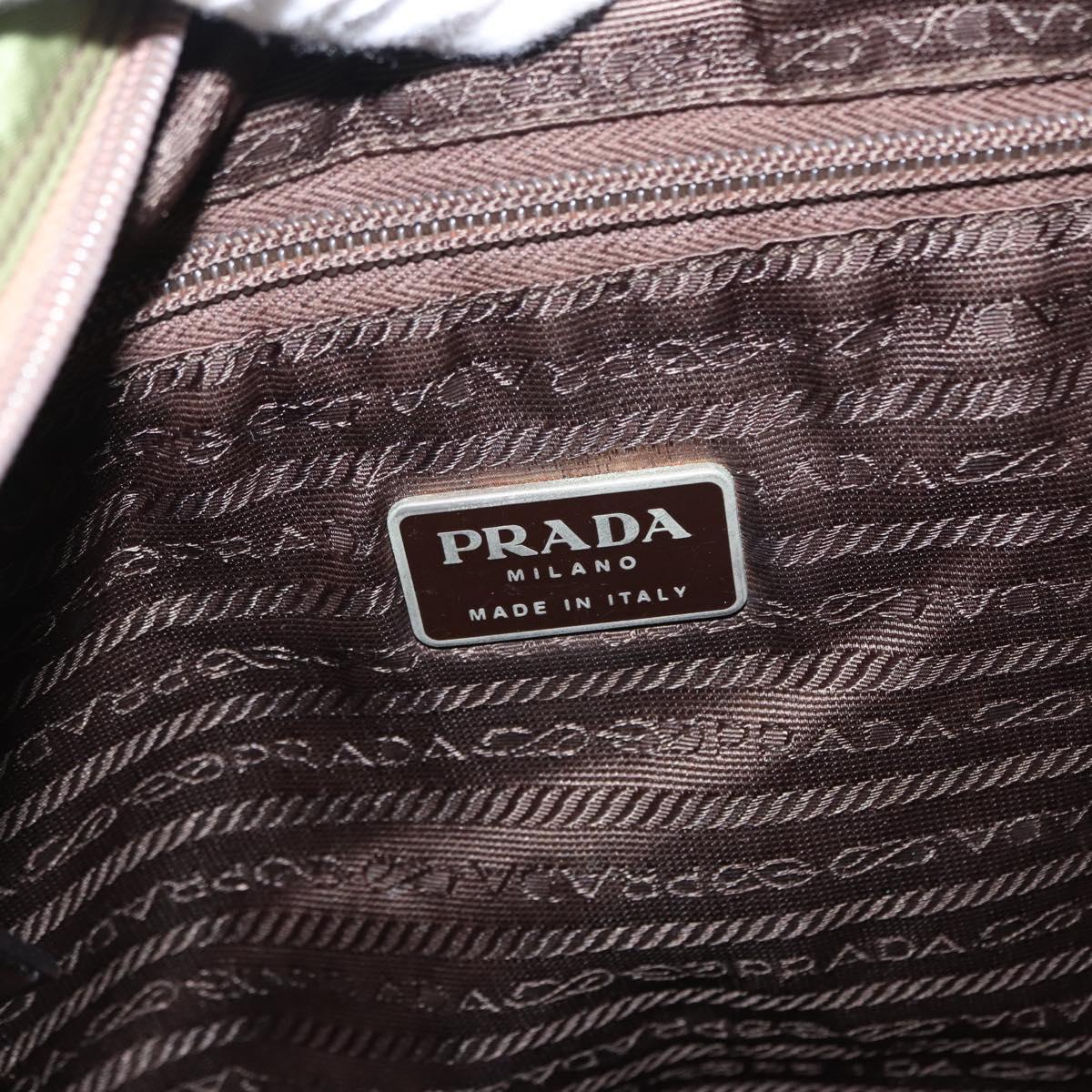 PRADA Shoulder Bag Nylon Green Silver Auth 154521