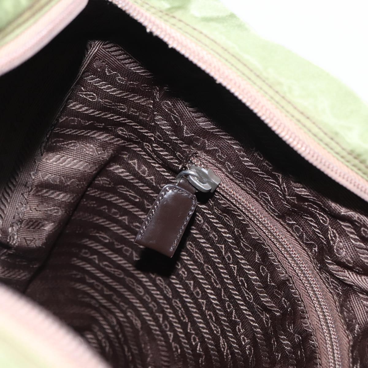 PRADA Shoulder Bag Nylon Green Silver Auth 154521