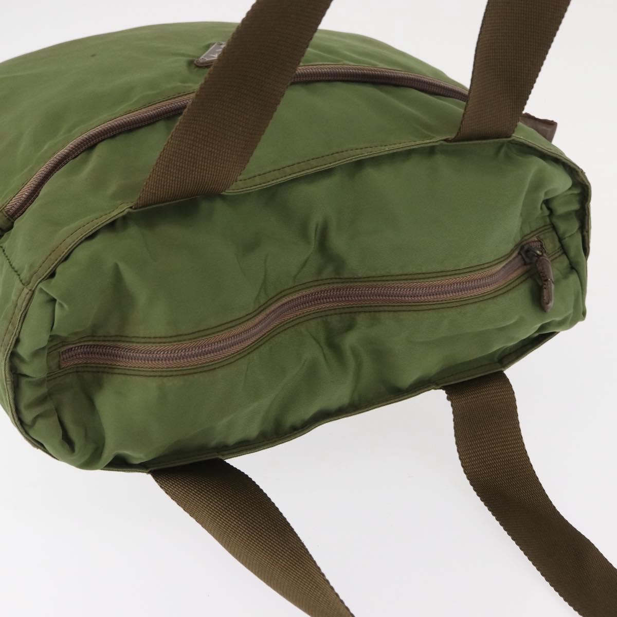 PRADA Shoulder Bag Nylon Green Silver Auth 154521