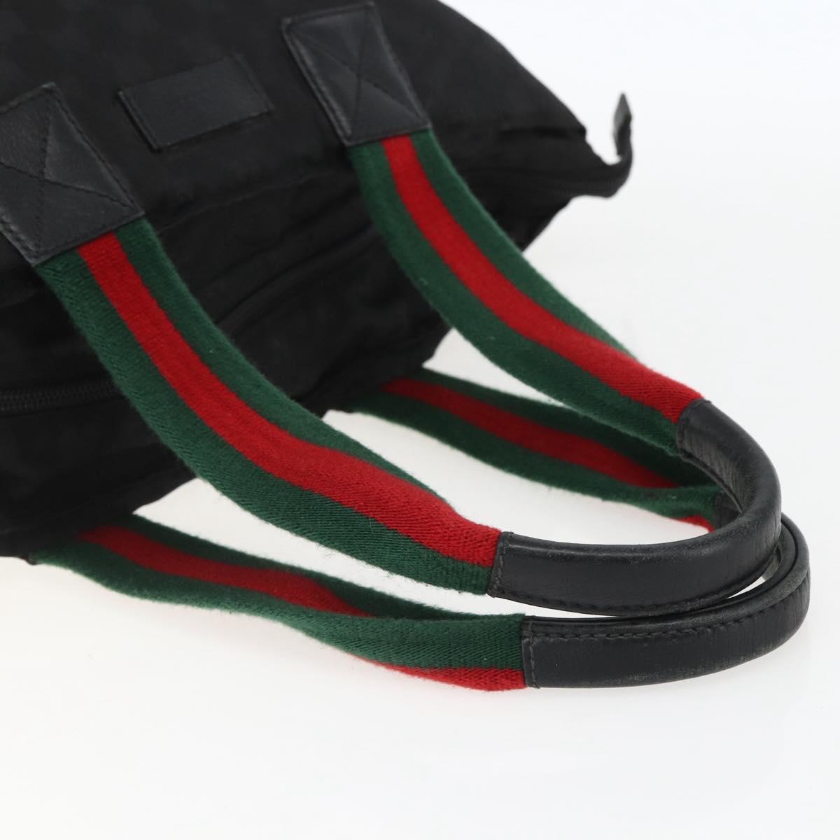 GUCCI GG Canvas Web Sherry Line Tote Bag Black Silver 131231 Auth 154522