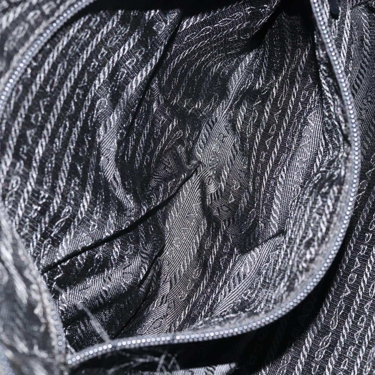 PRADA Shoulder Bag Nylon Black Silver Auth 154523