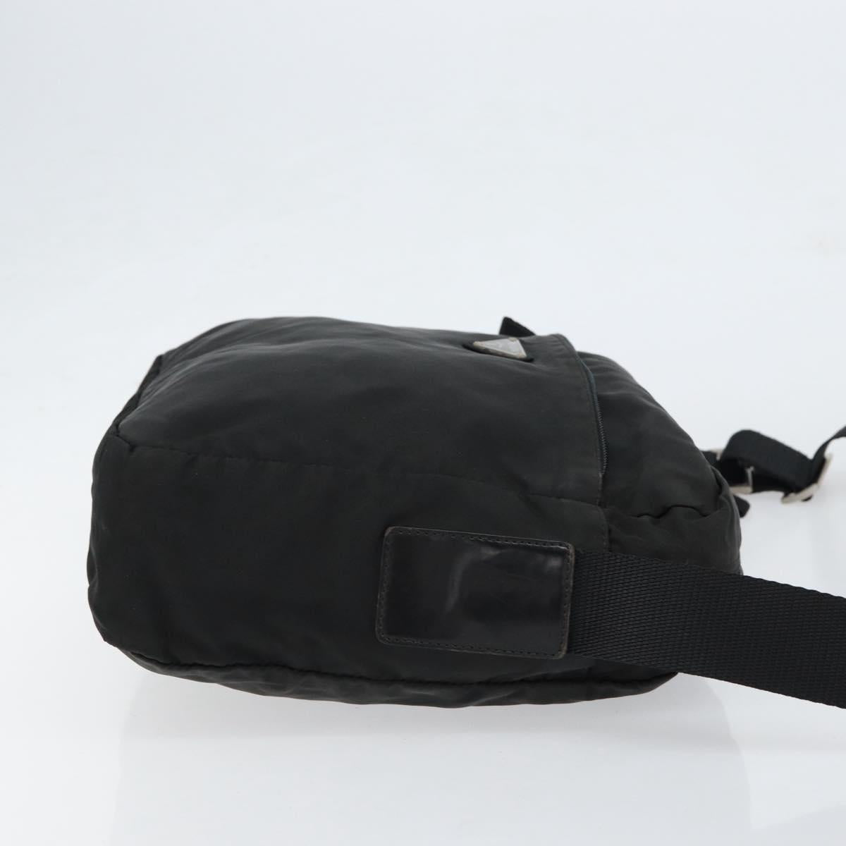 PRADA Shoulder Bag Nylon Black Silver Auth 154523