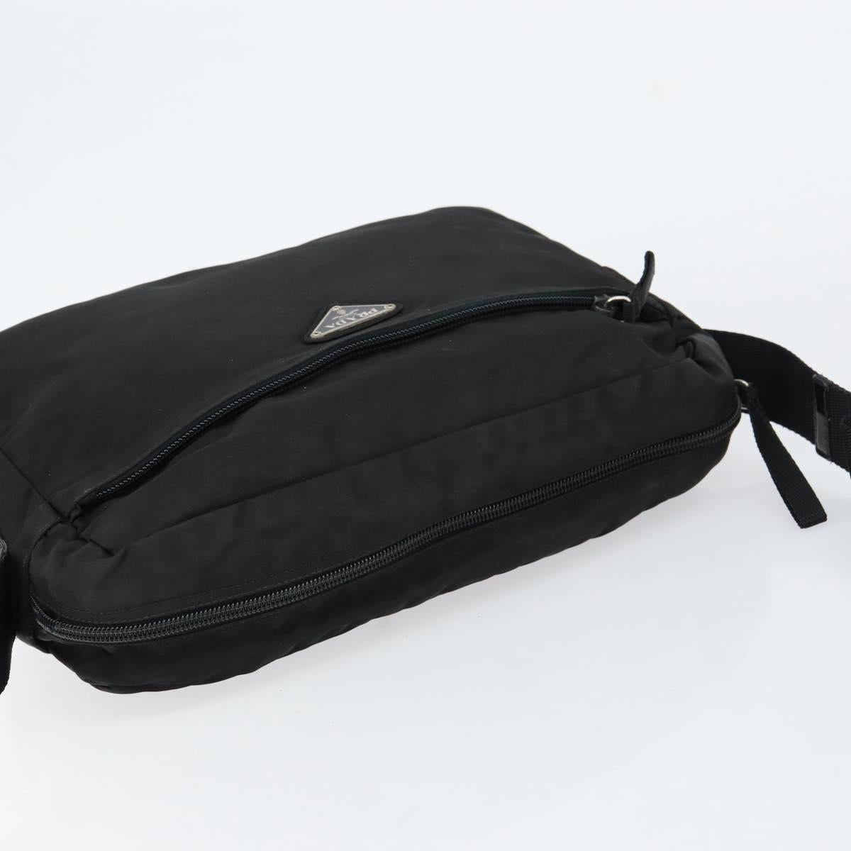 PRADA Shoulder Bag Nylon Black Silver Auth 154523