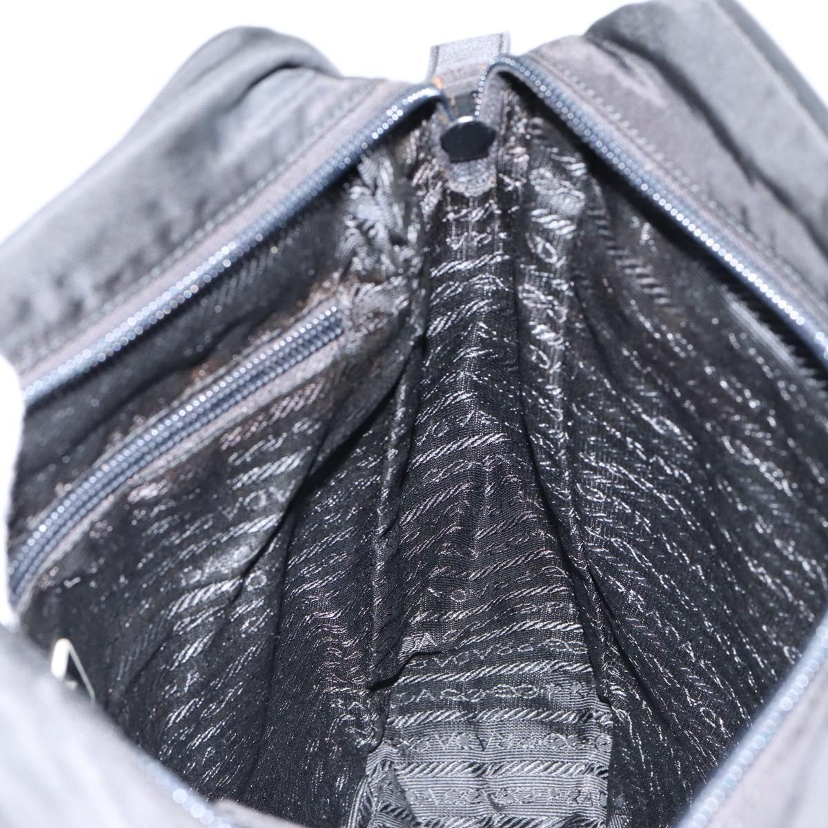 PRADA Shoulder Bag Nylon Black Silver Auth 154524