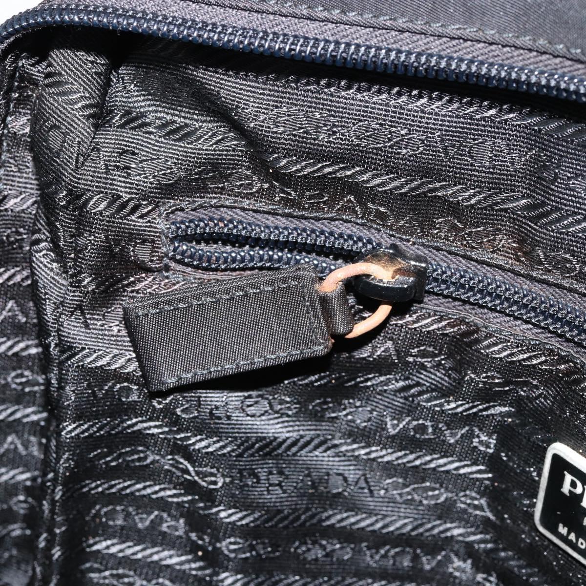 PRADA Shoulder Bag Nylon Black Silver Auth 154524