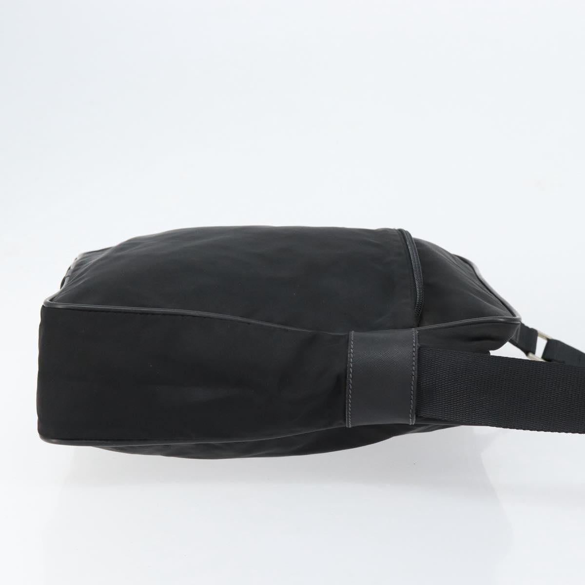 PRADA Shoulder Bag Nylon Black Silver Auth 154524