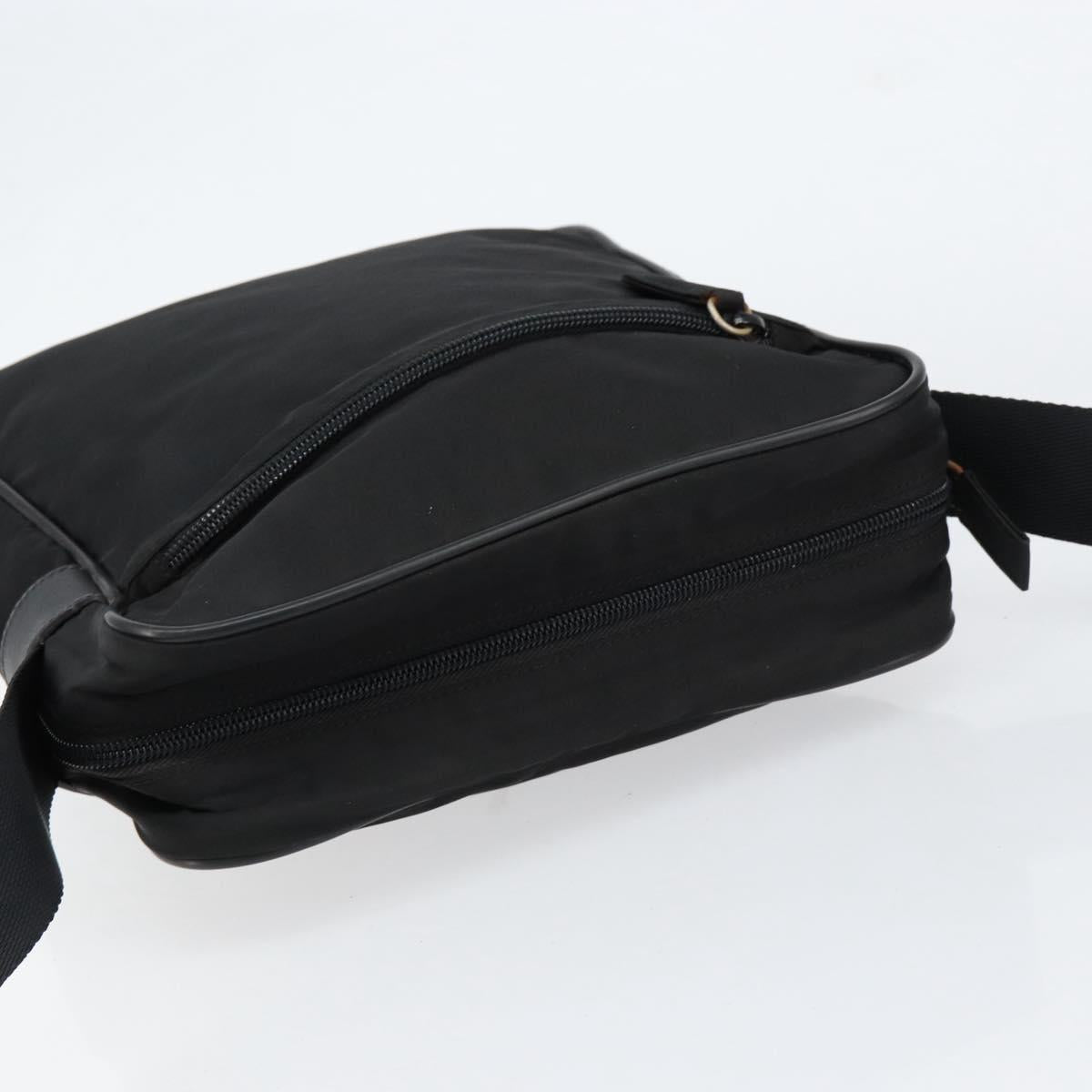 PRADA Shoulder Bag Nylon Black Silver Auth 154524