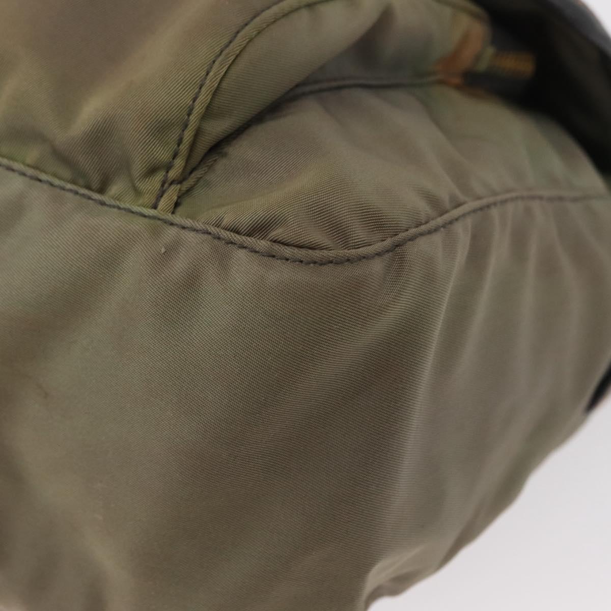 PRADA Shoulder Bag Nylon Khaki Gold Auth 154525