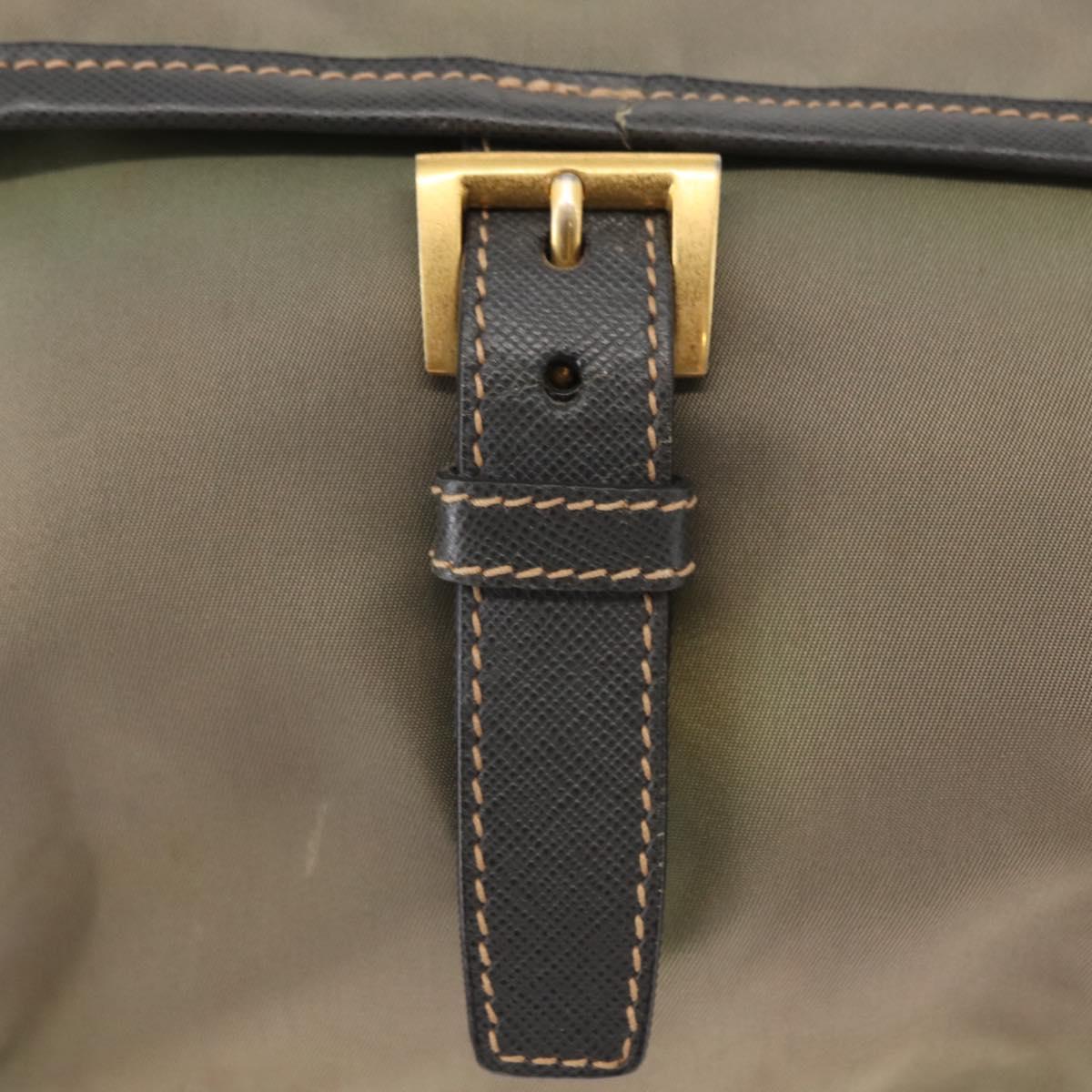 PRADA Shoulder Bag Nylon Khaki Gold Auth 154525