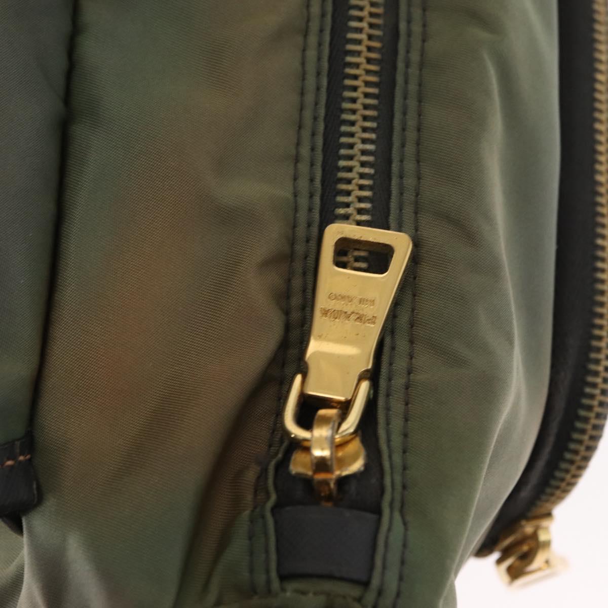 PRADA Shoulder Bag Nylon Khaki Gold Auth 154525