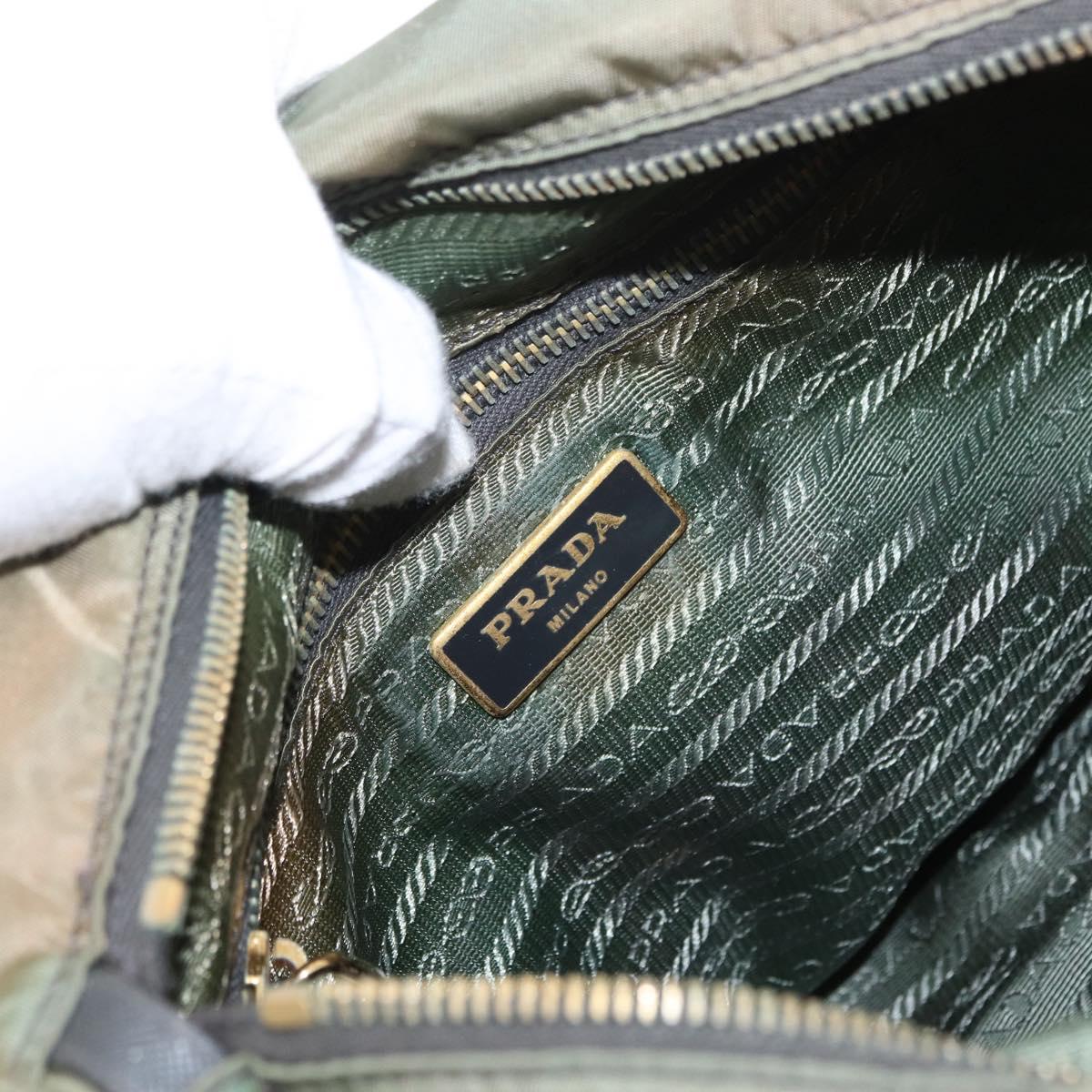 PRADA Shoulder Bag Nylon Khaki Gold Auth 154525