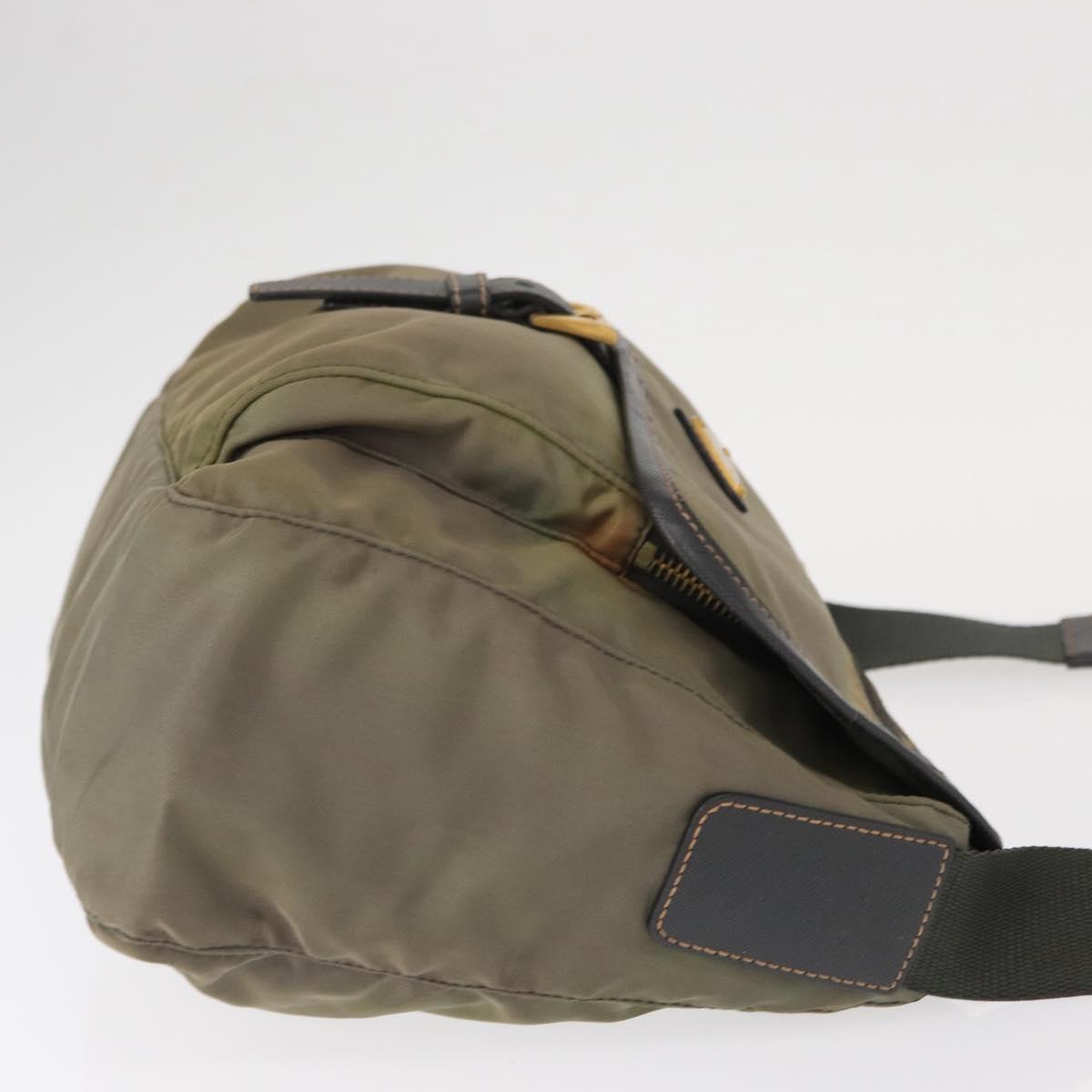 PRADA Shoulder Bag Nylon Khaki Gold Auth 154525