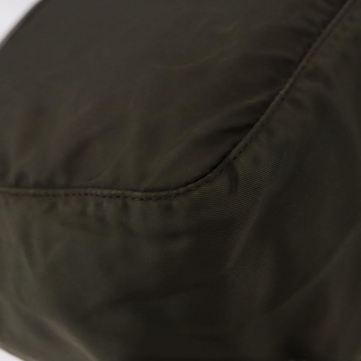 PRADA Shoulder Bag Nylon Khaki Silver Auth 154526