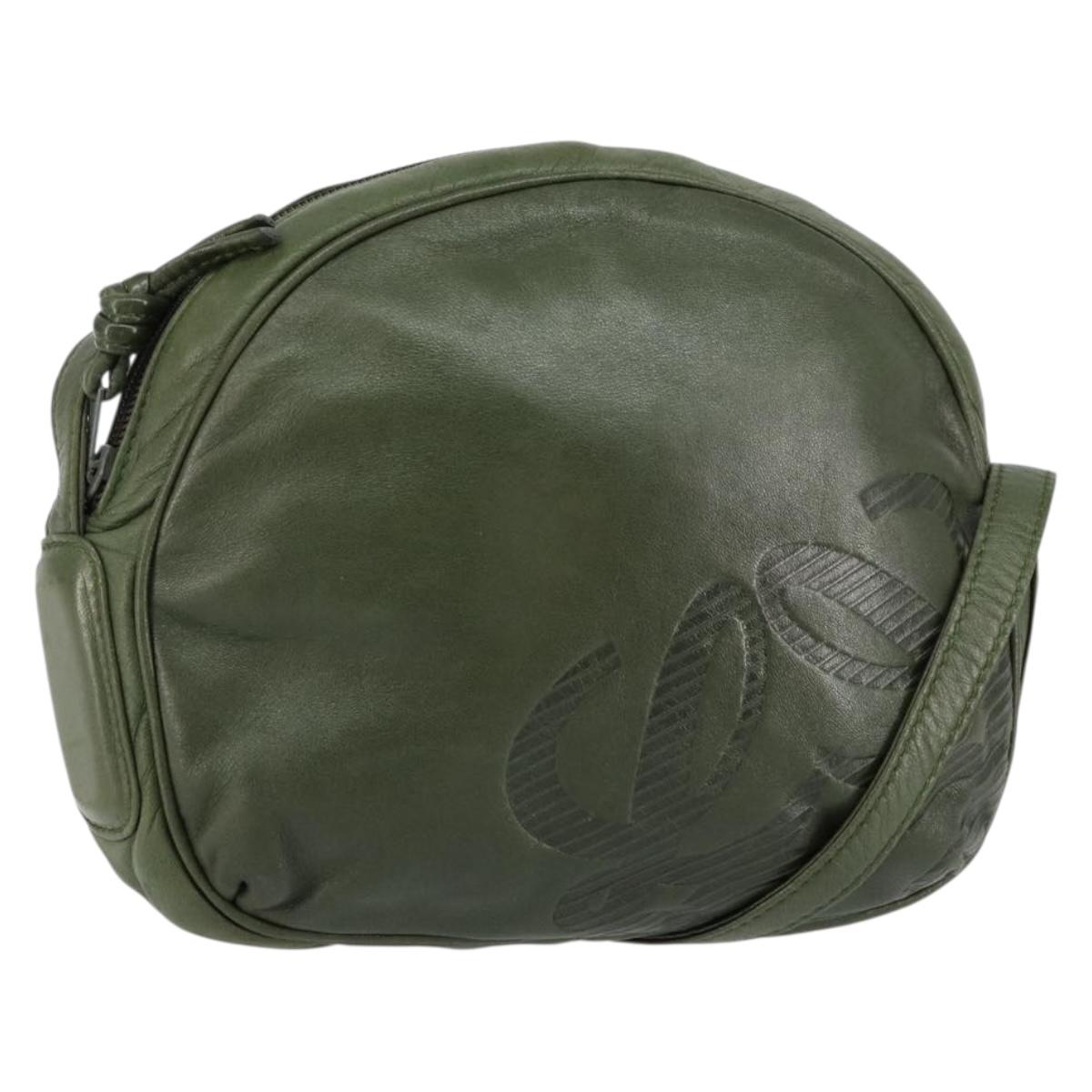 LOEWE Anagram Shoulder Bag Leather Green Auth 154527