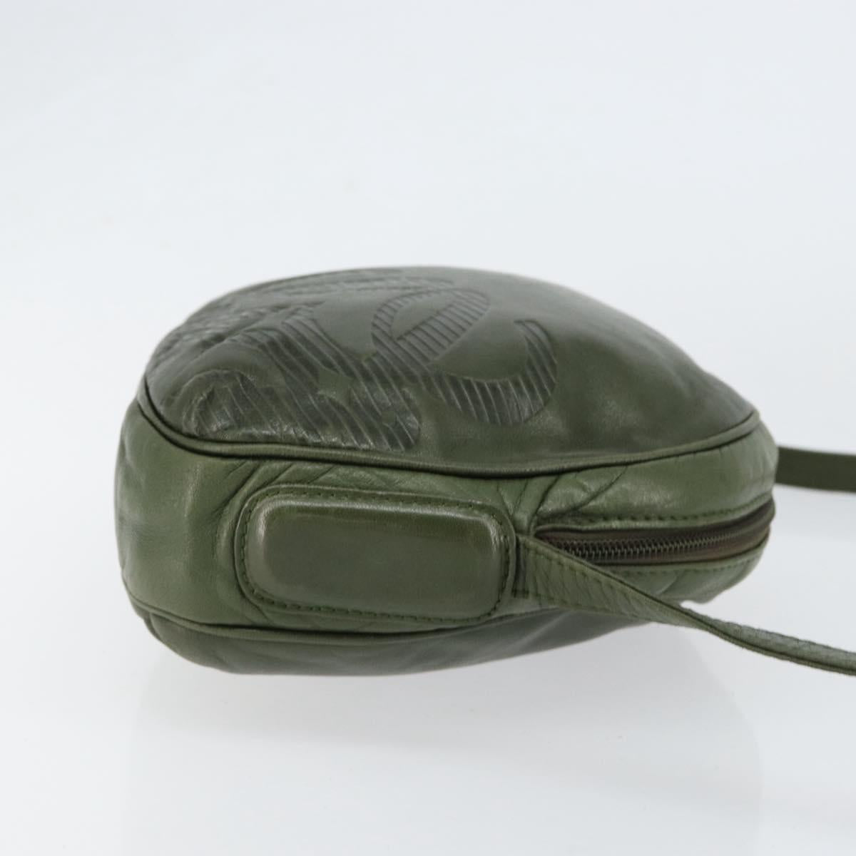 LOEWE Anagram Shoulder Bag Leather Green Auth 154527