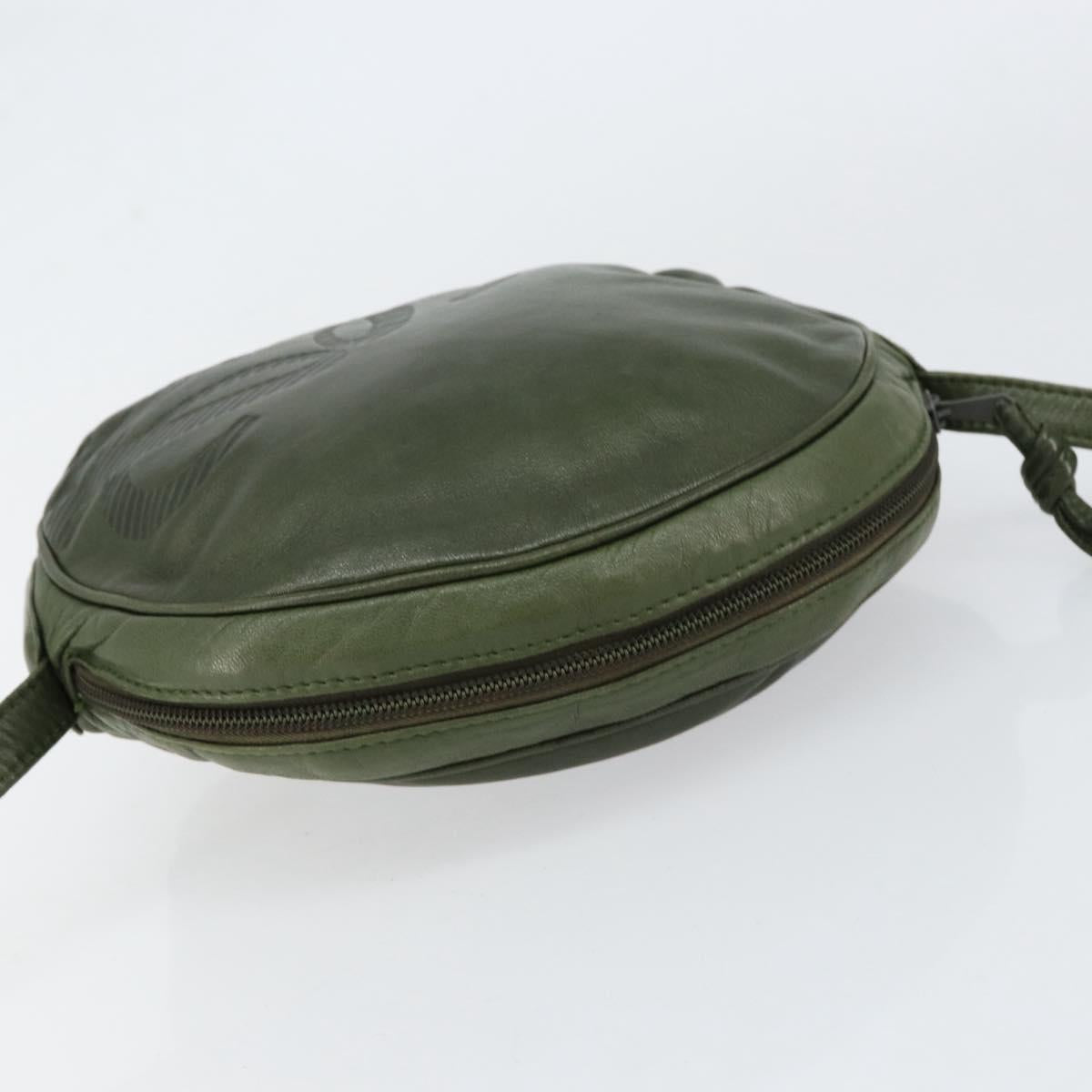 LOEWE Anagram Shoulder Bag Leather Green Auth 154527