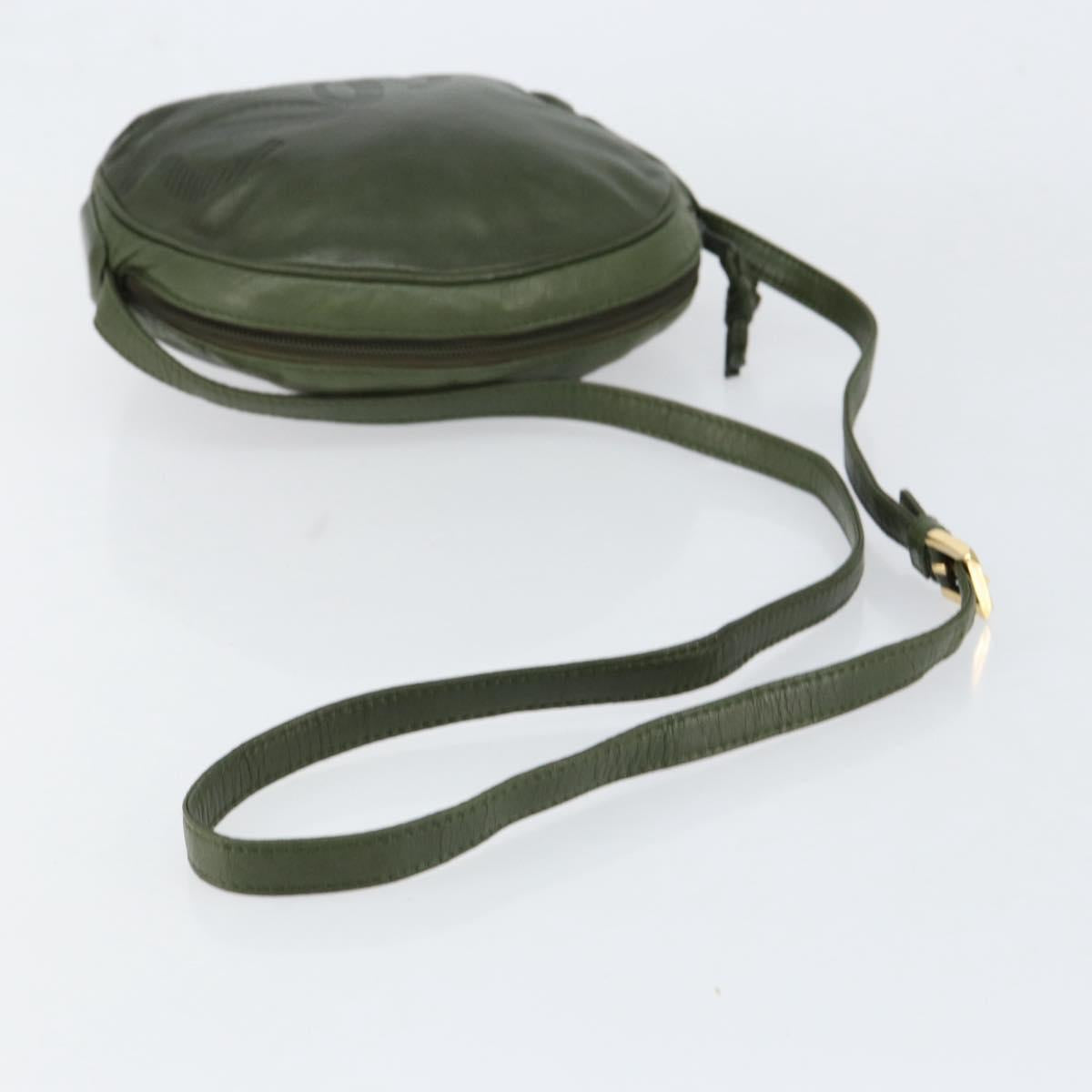 LOEWE Anagram Shoulder Bag Leather Green Auth 154527