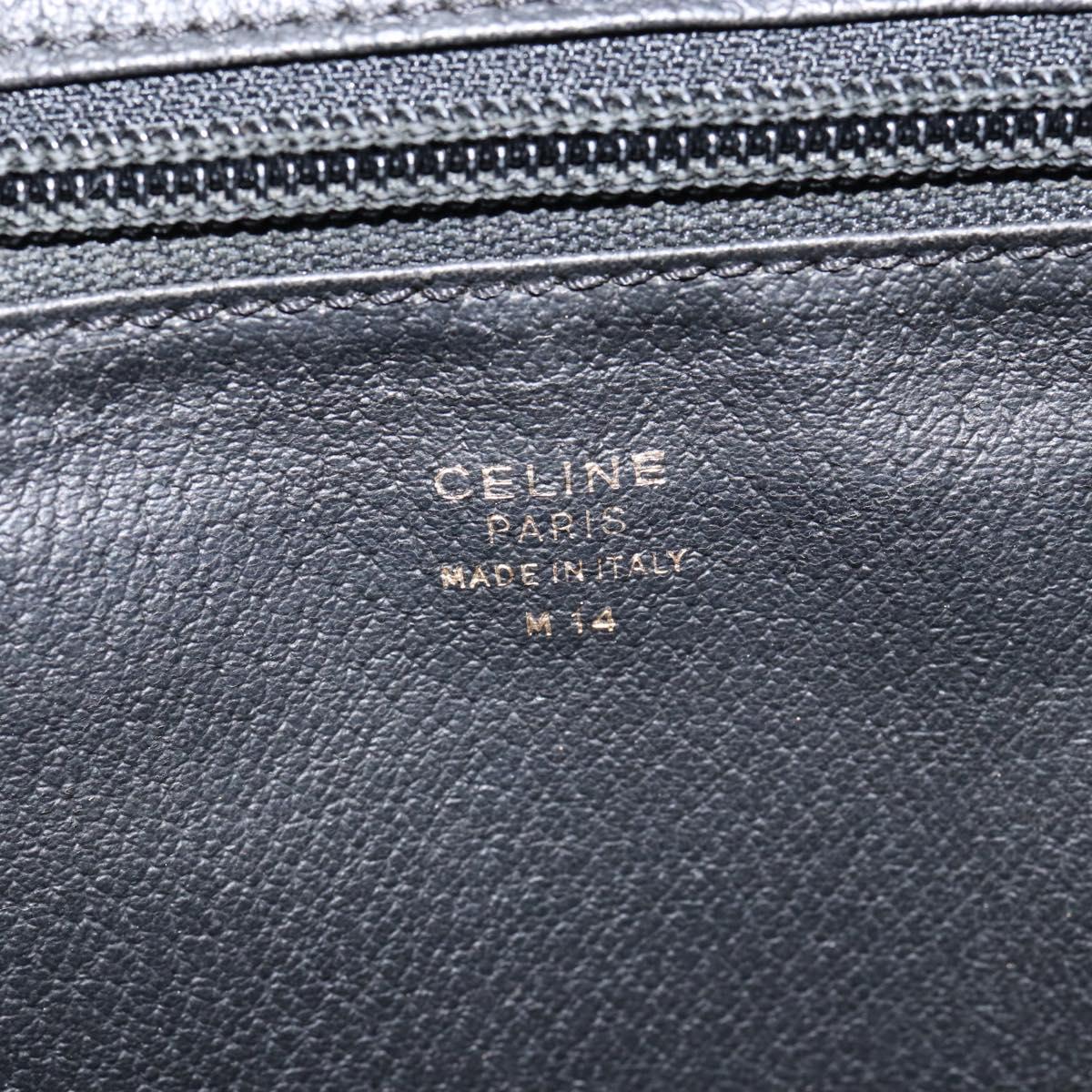 CELINE Hand Bag Leather Black Gold Auth 154528