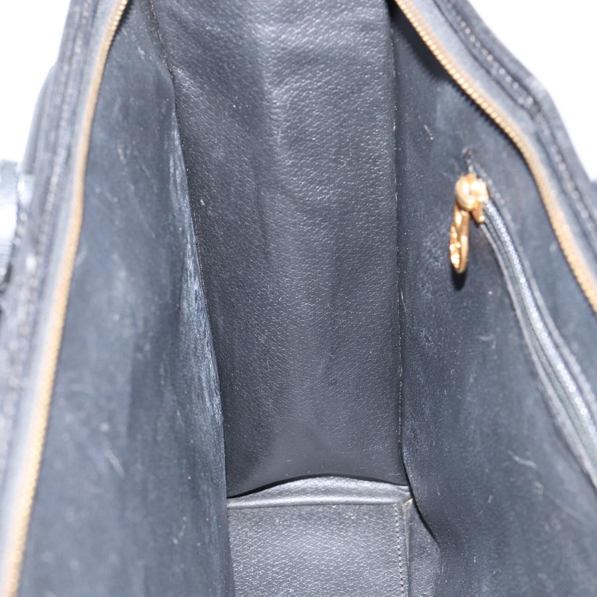 CELINE Hand Bag Leather Black Gold Auth 154528