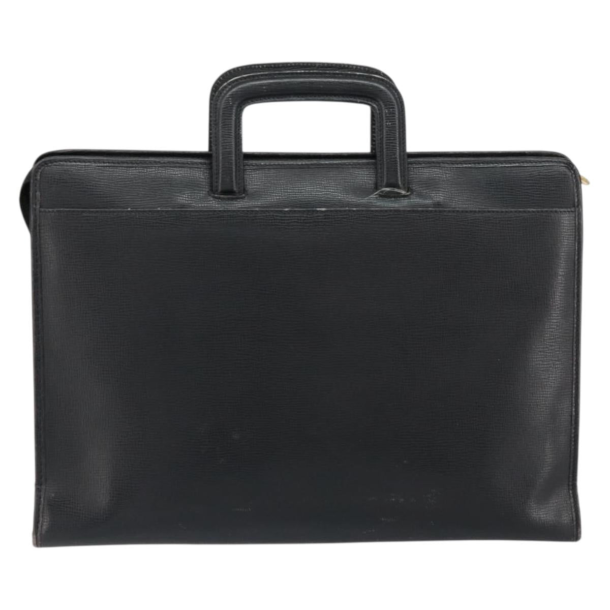 CELINE Hand Bag Leather Black Gold Auth 154528