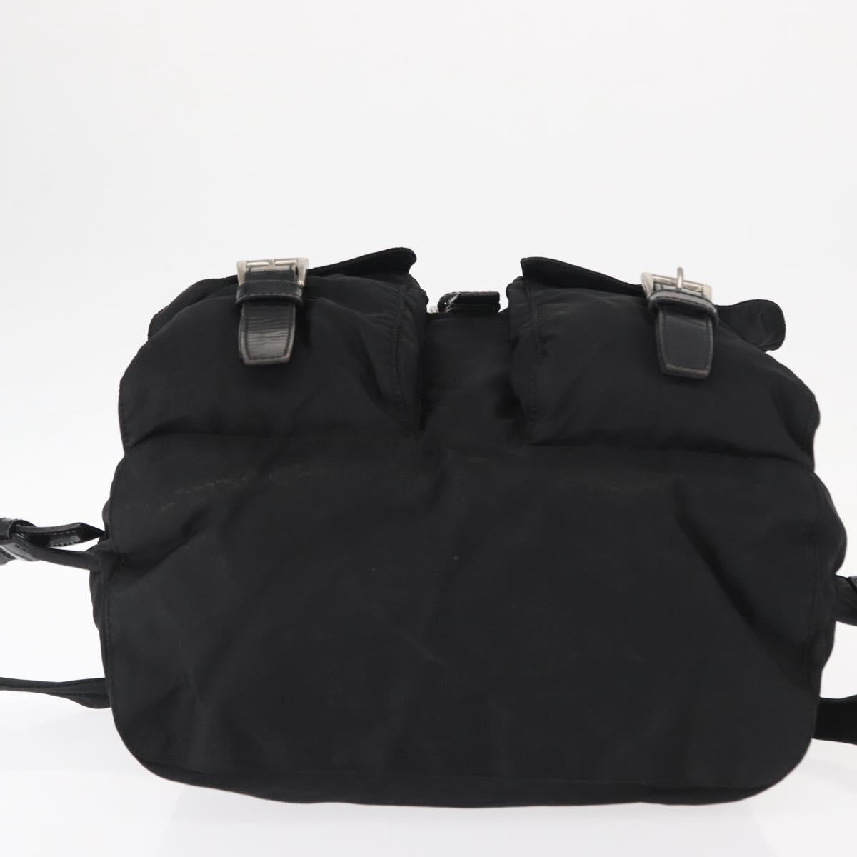 PRADA Backpack Nylon Black Silver Auth 154529