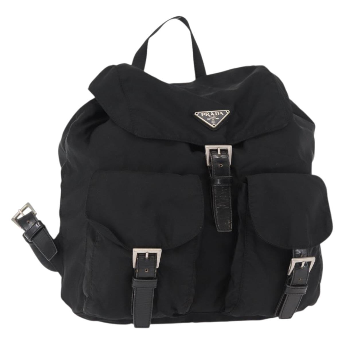 PRADA Backpack Nylon Black Silver Auth 154529