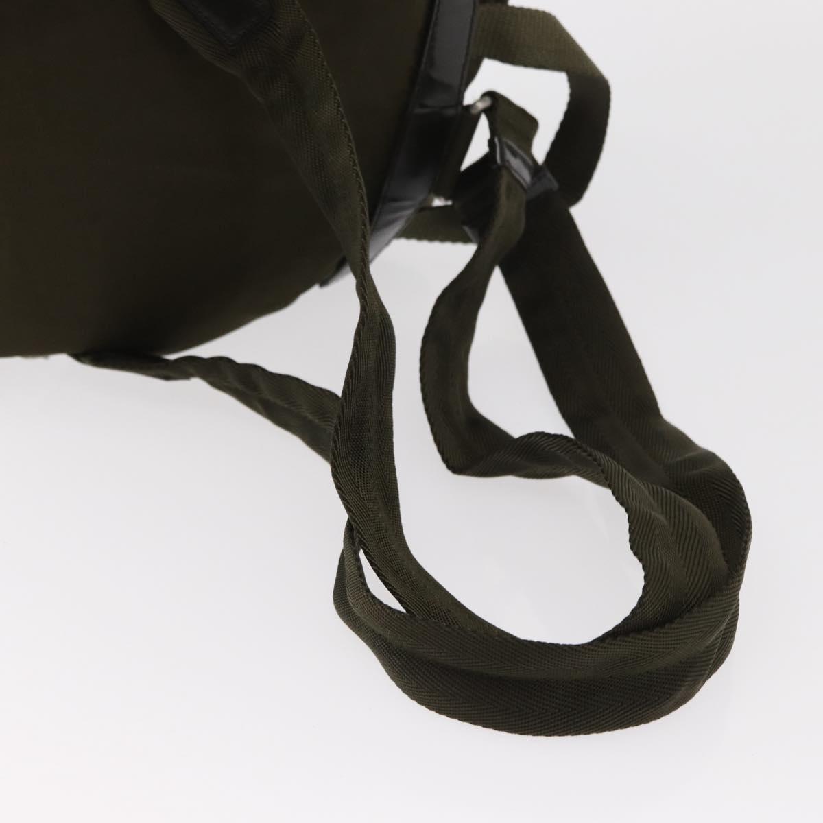 PRADA Backpack Nylon Khaki Silver Auth 154531