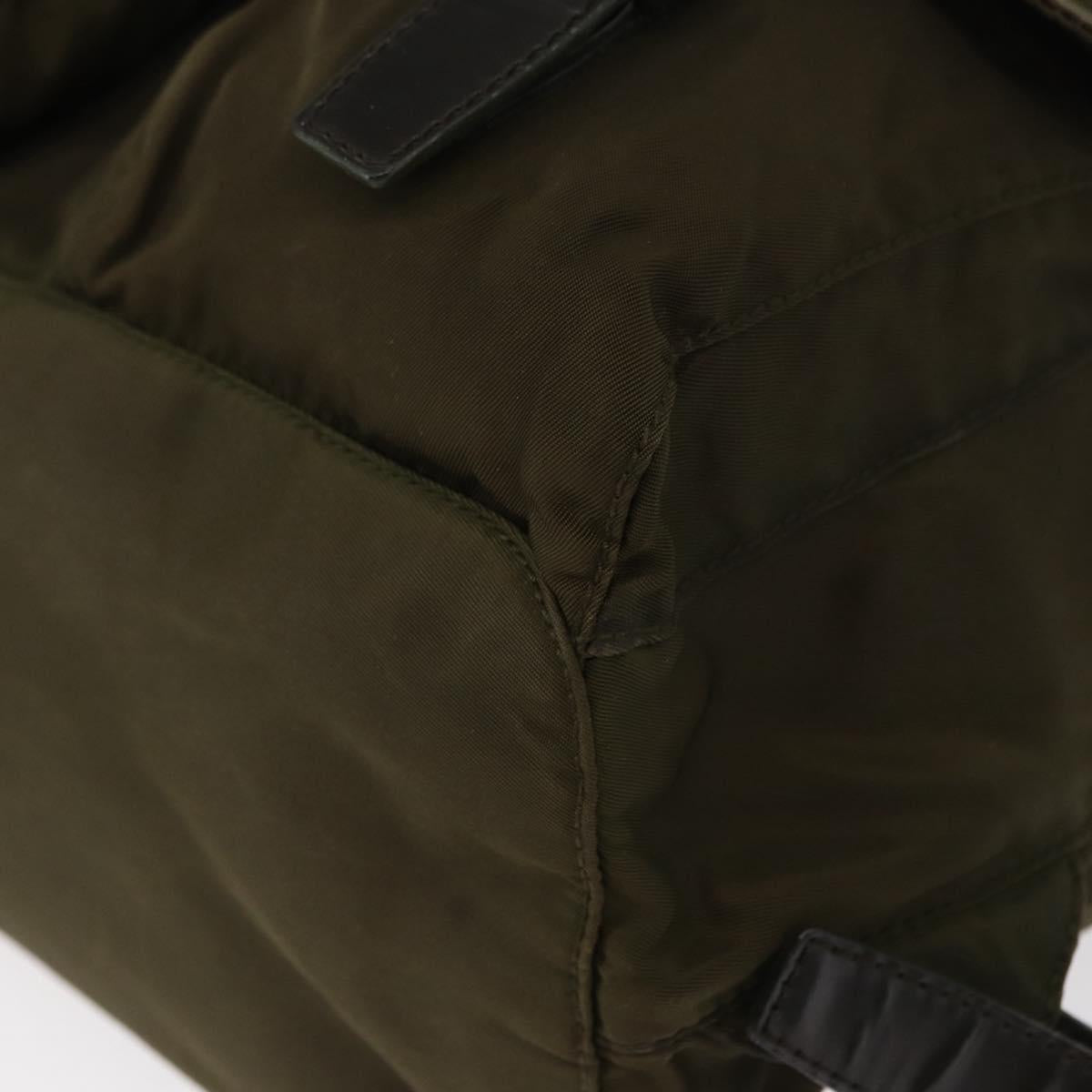 PRADA Backpack Nylon Khaki Silver Auth 154531