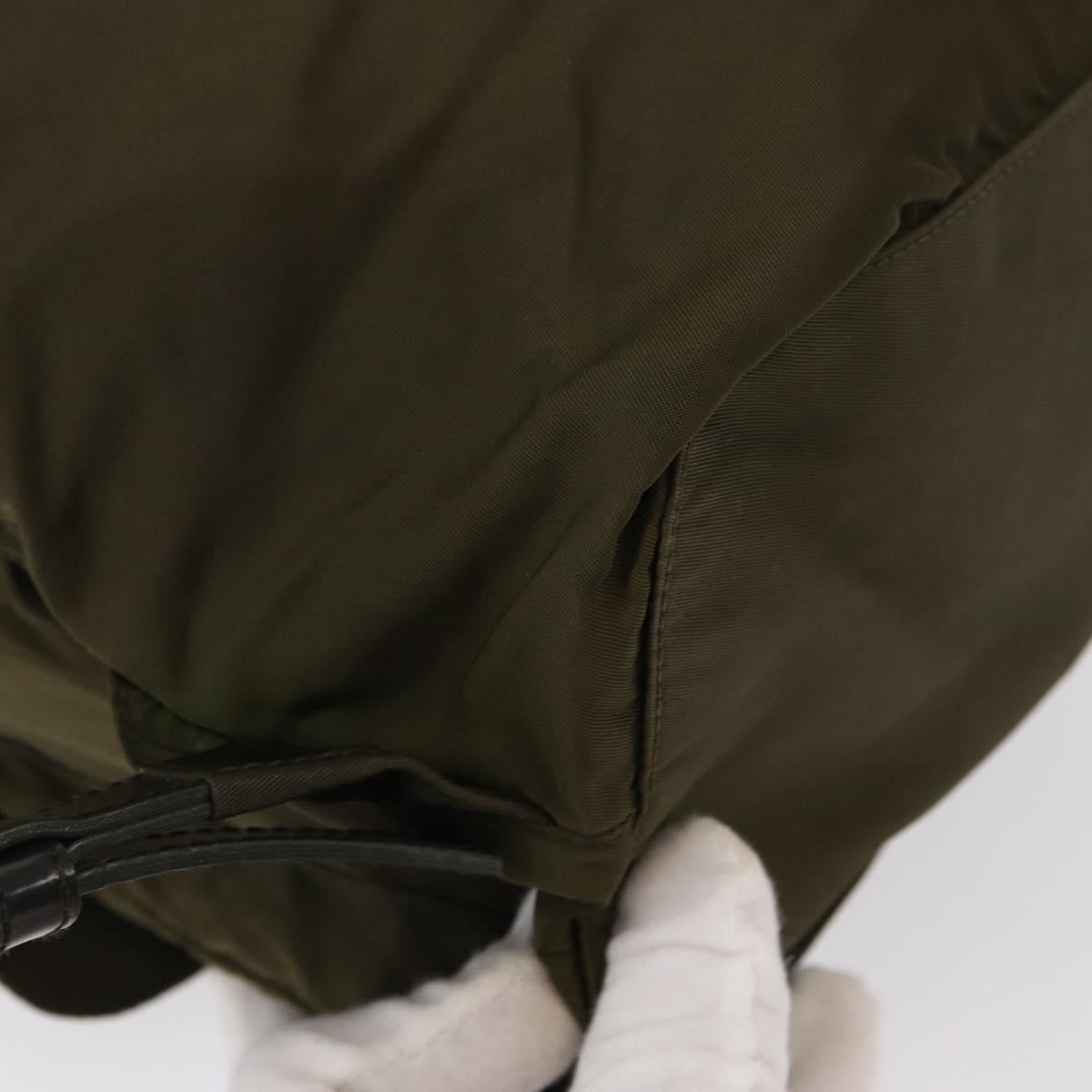 PRADA Backpack Nylon Khaki Silver Auth 154531
